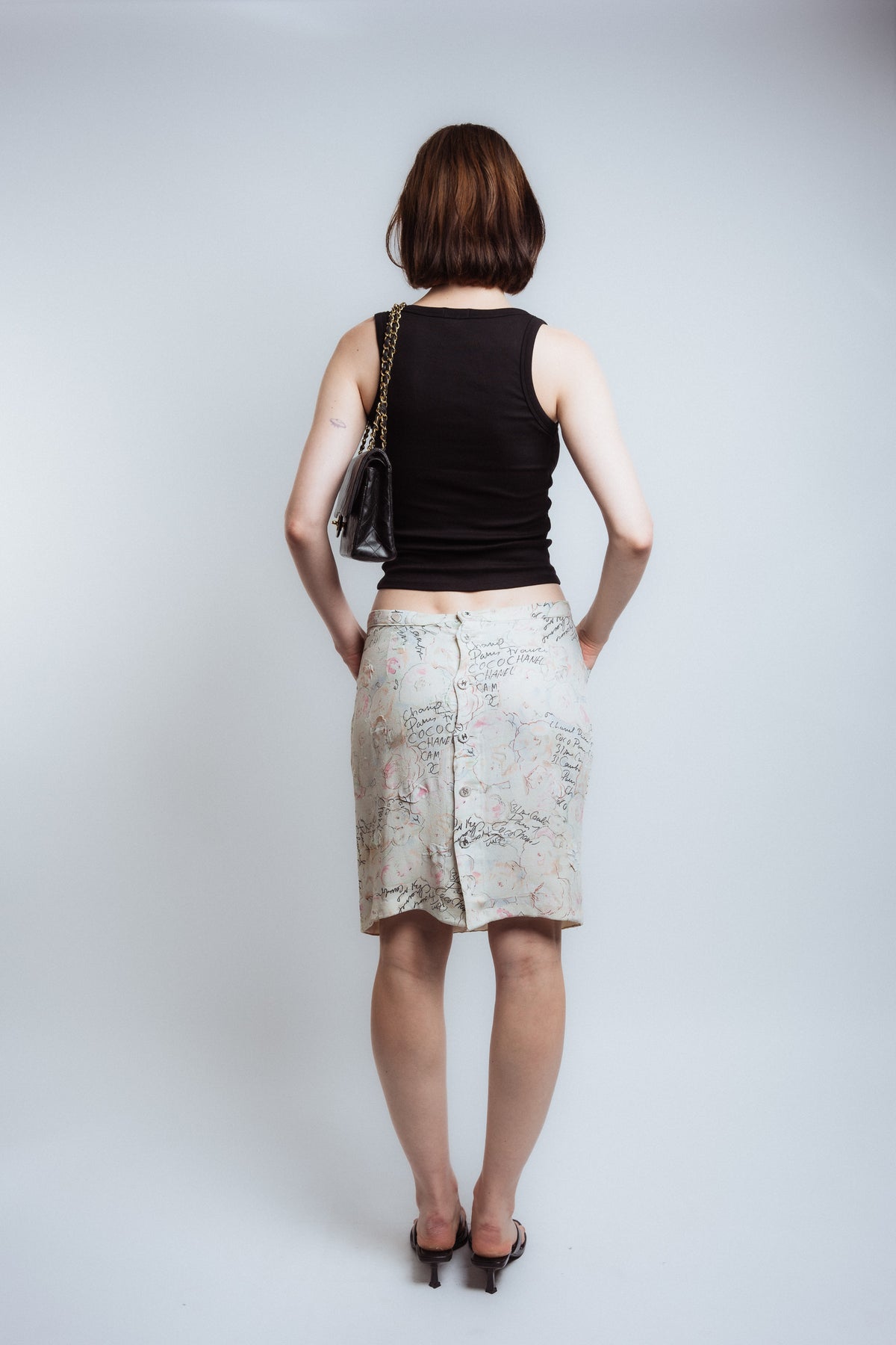 Chanel 1998C Silk Camellia Skirt
