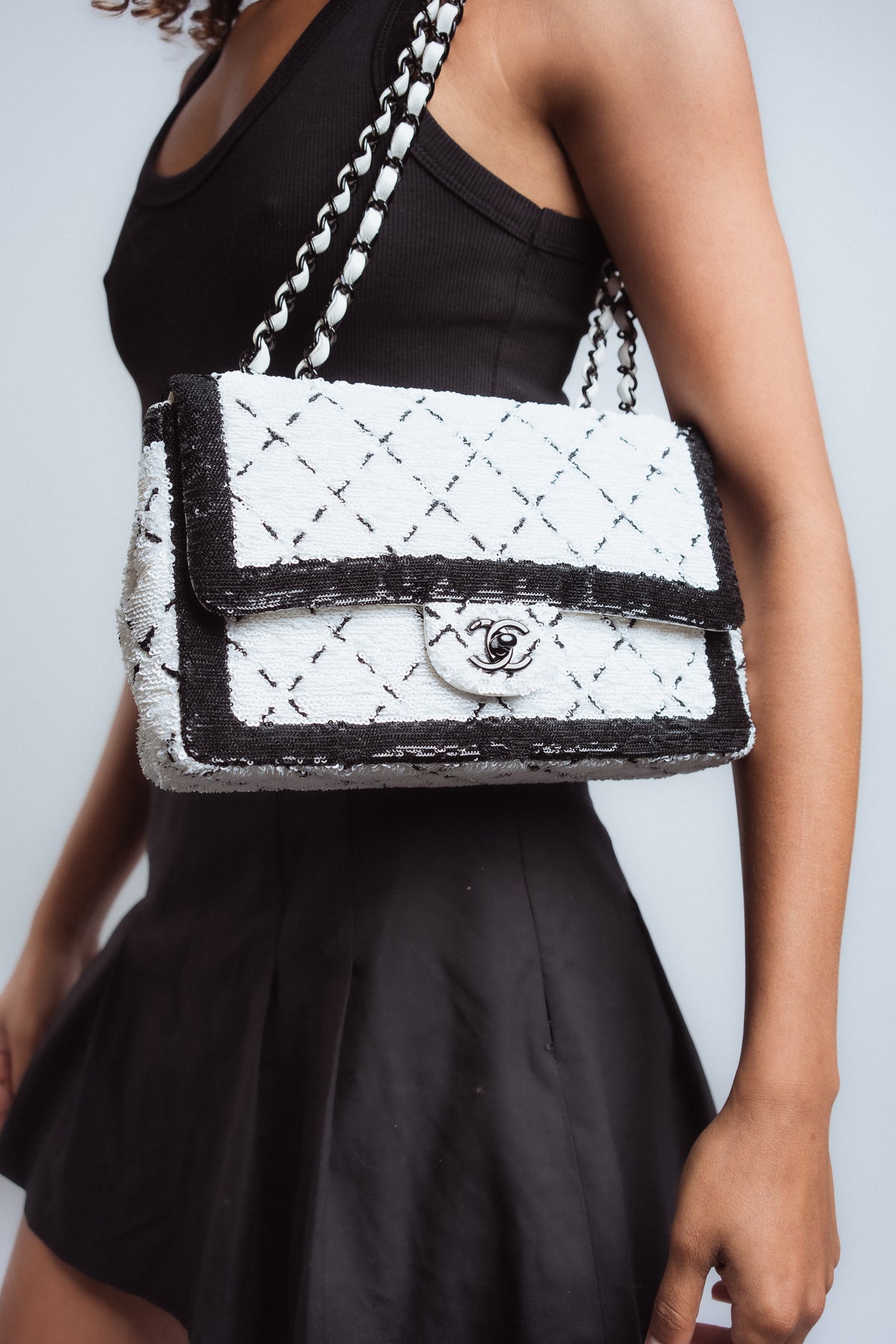 Chanel Medium Sequin Matelassé Single Flap Bag