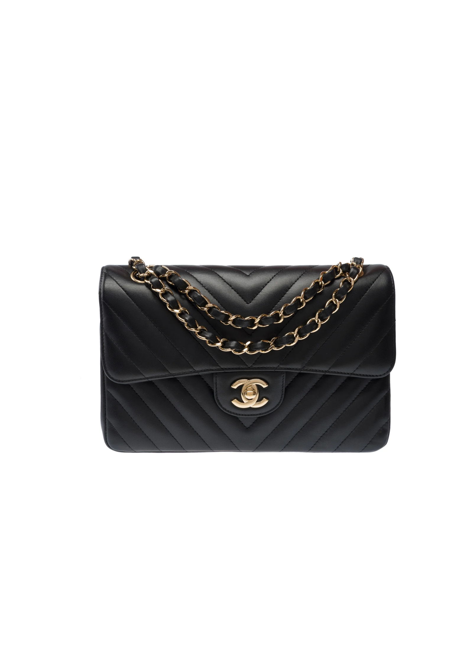 Chanel Medium Double Flap Chevron Black