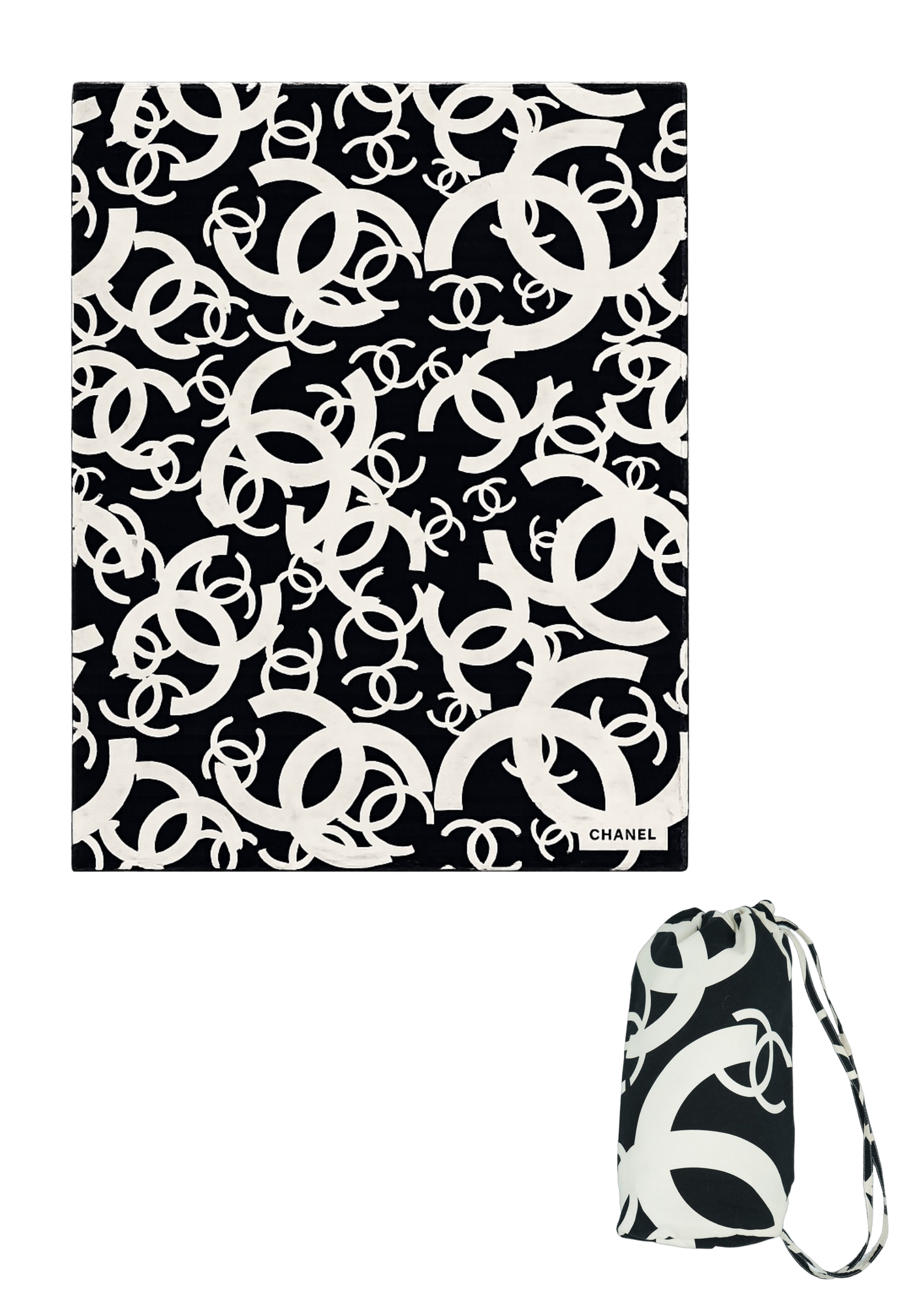 Chanel Drawstring Travel Bag With Matching Beach Blanket