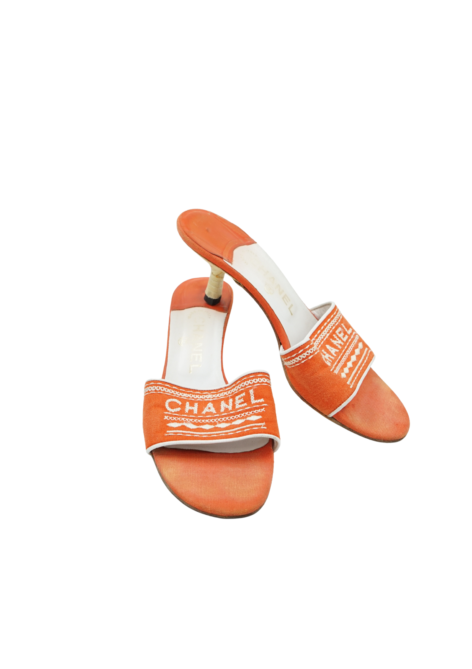 Chanel Orange Kitten Heels