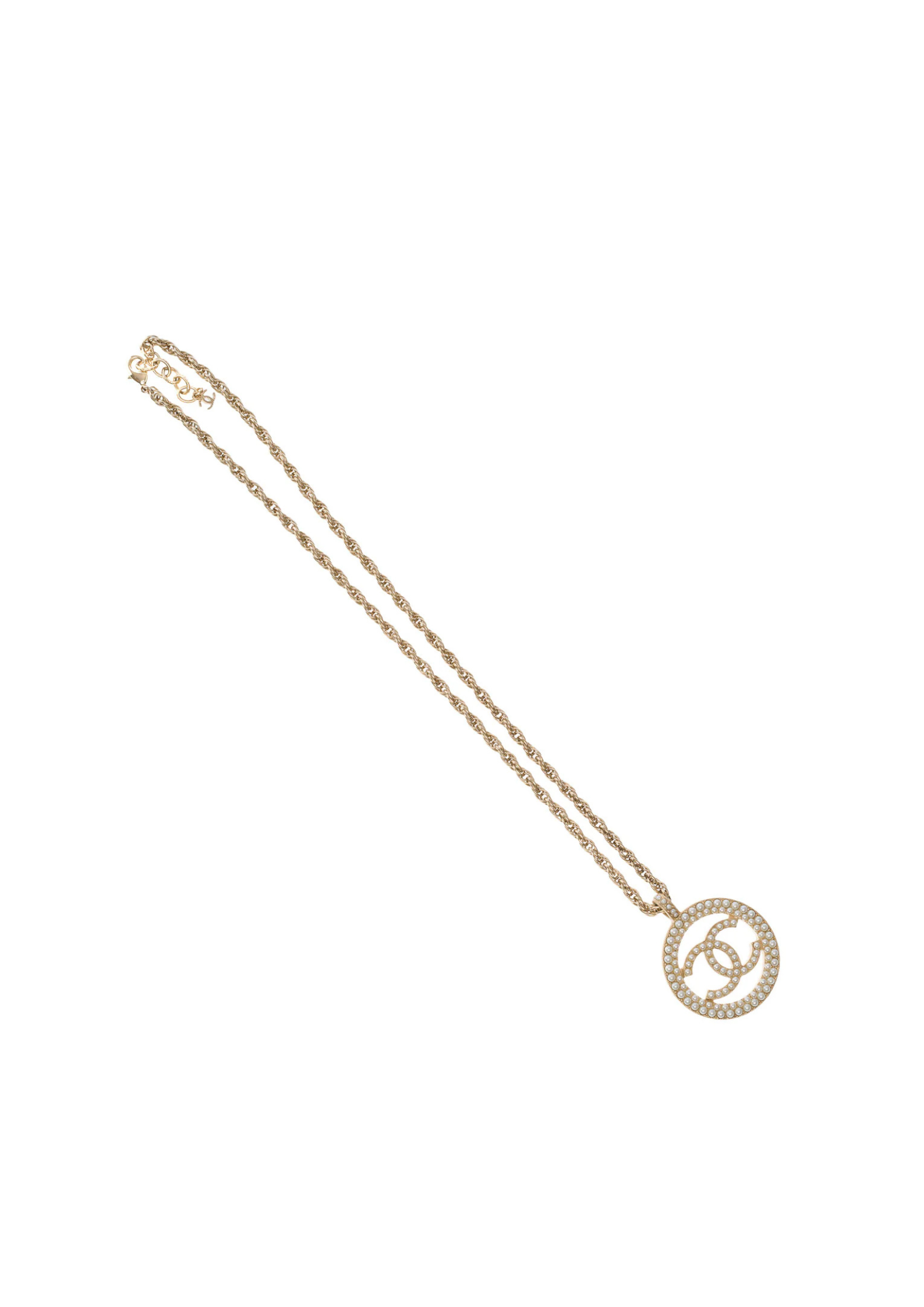 Chanel Pearl Logo Long Necklace