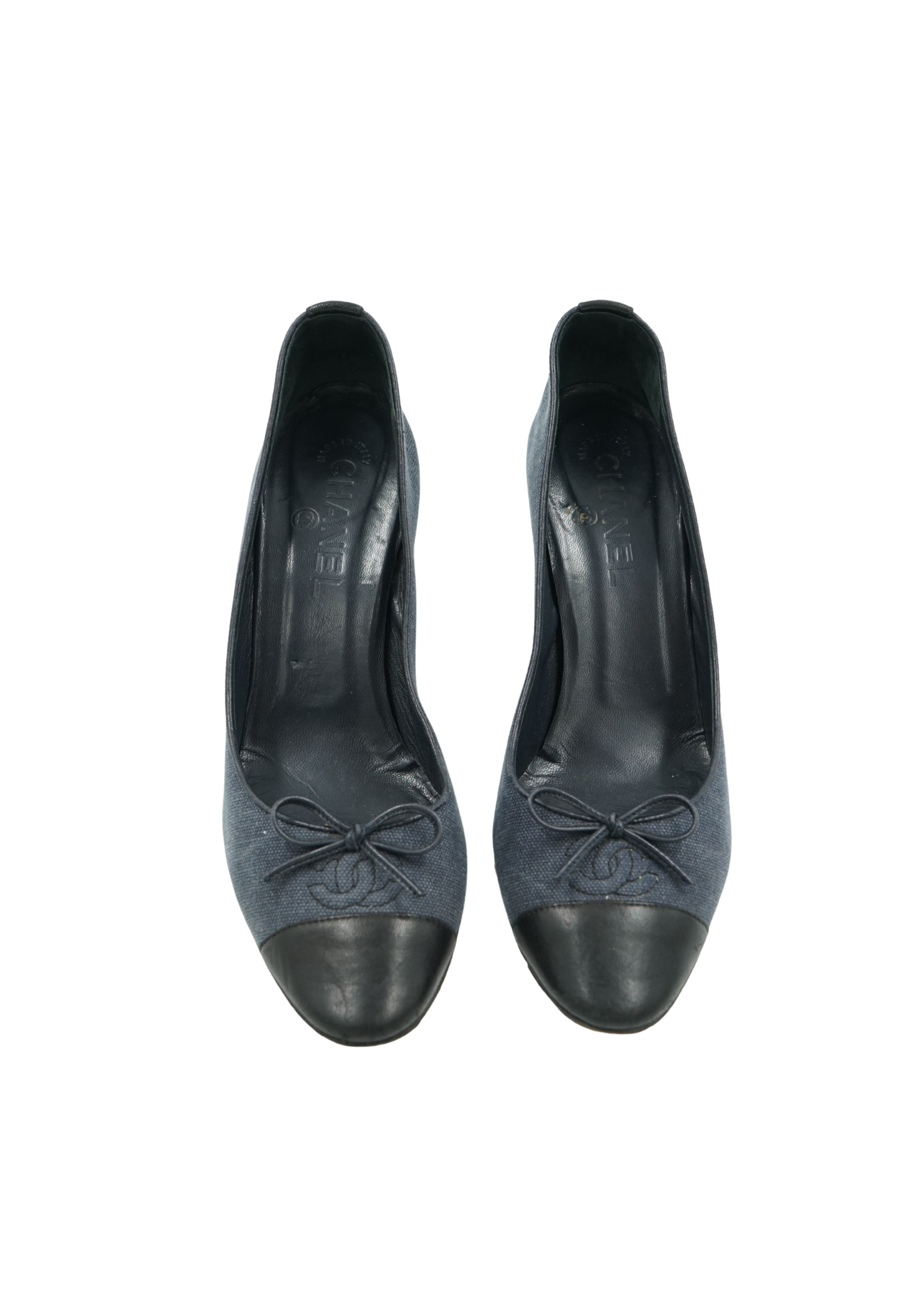 Chanel Denim Cap Toe Logo Pumps
