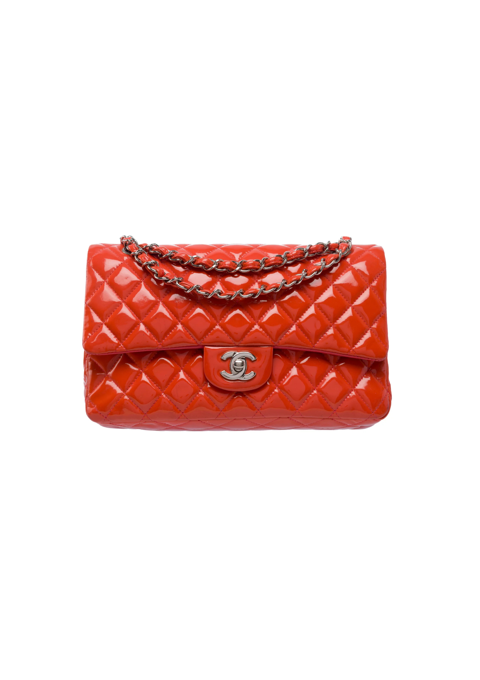 Chanel Medium Double Flap Orange Patent