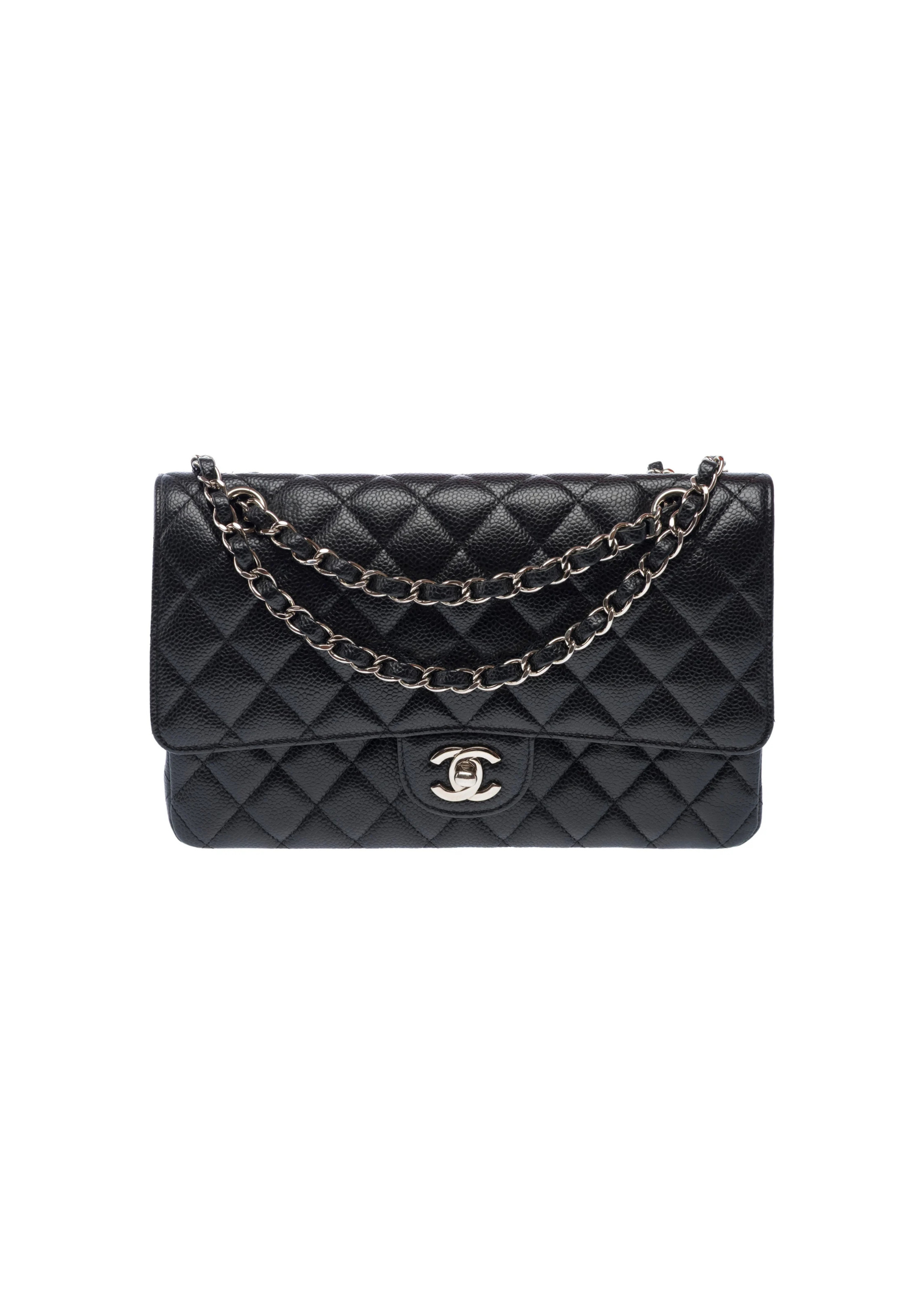 Chanel Medium Double Flap Caviar Leather Black