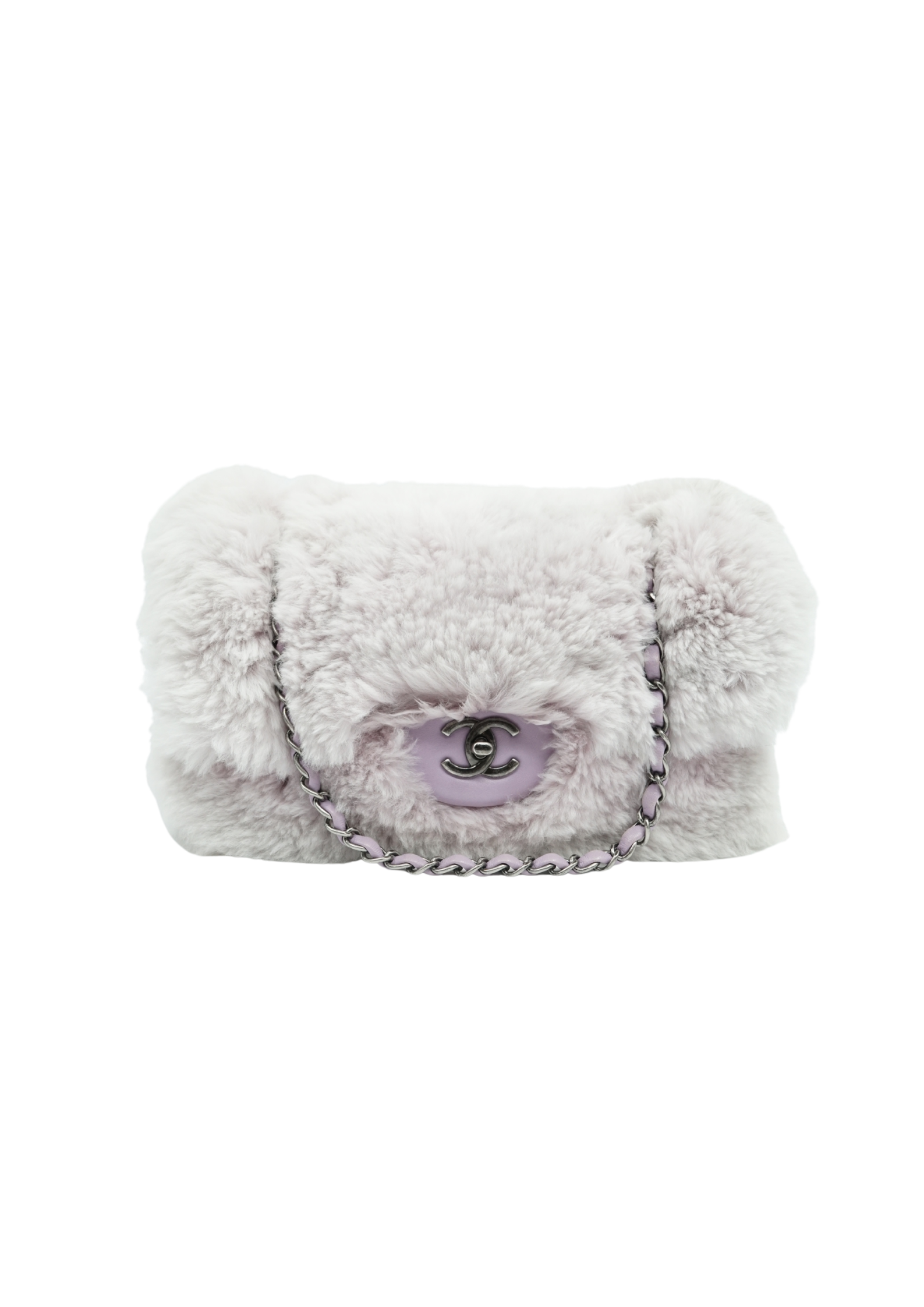 Chanel Lilac Fur Medium Single Flap Bag