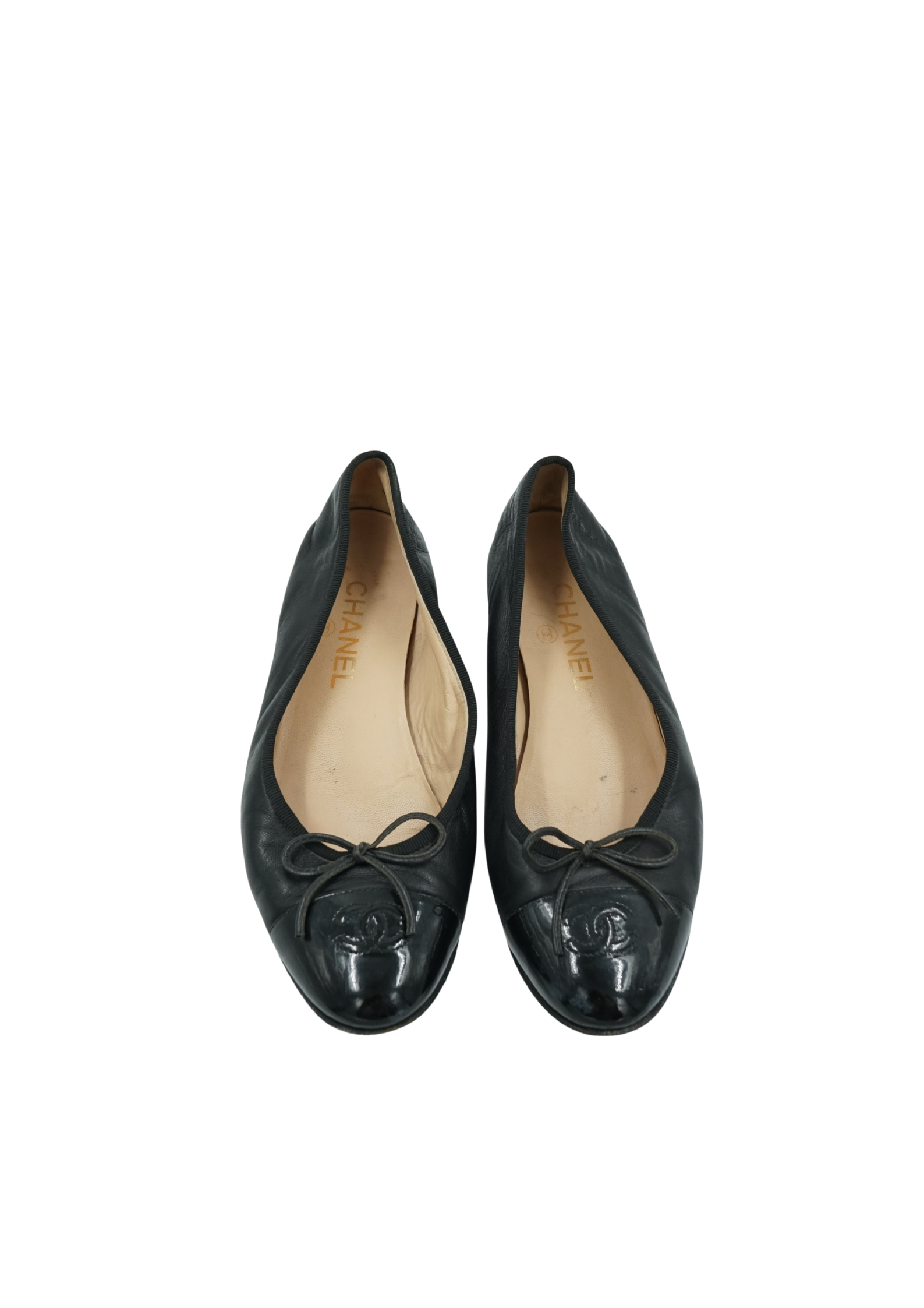 Chanel Cap Toe Logo Ballet Flats