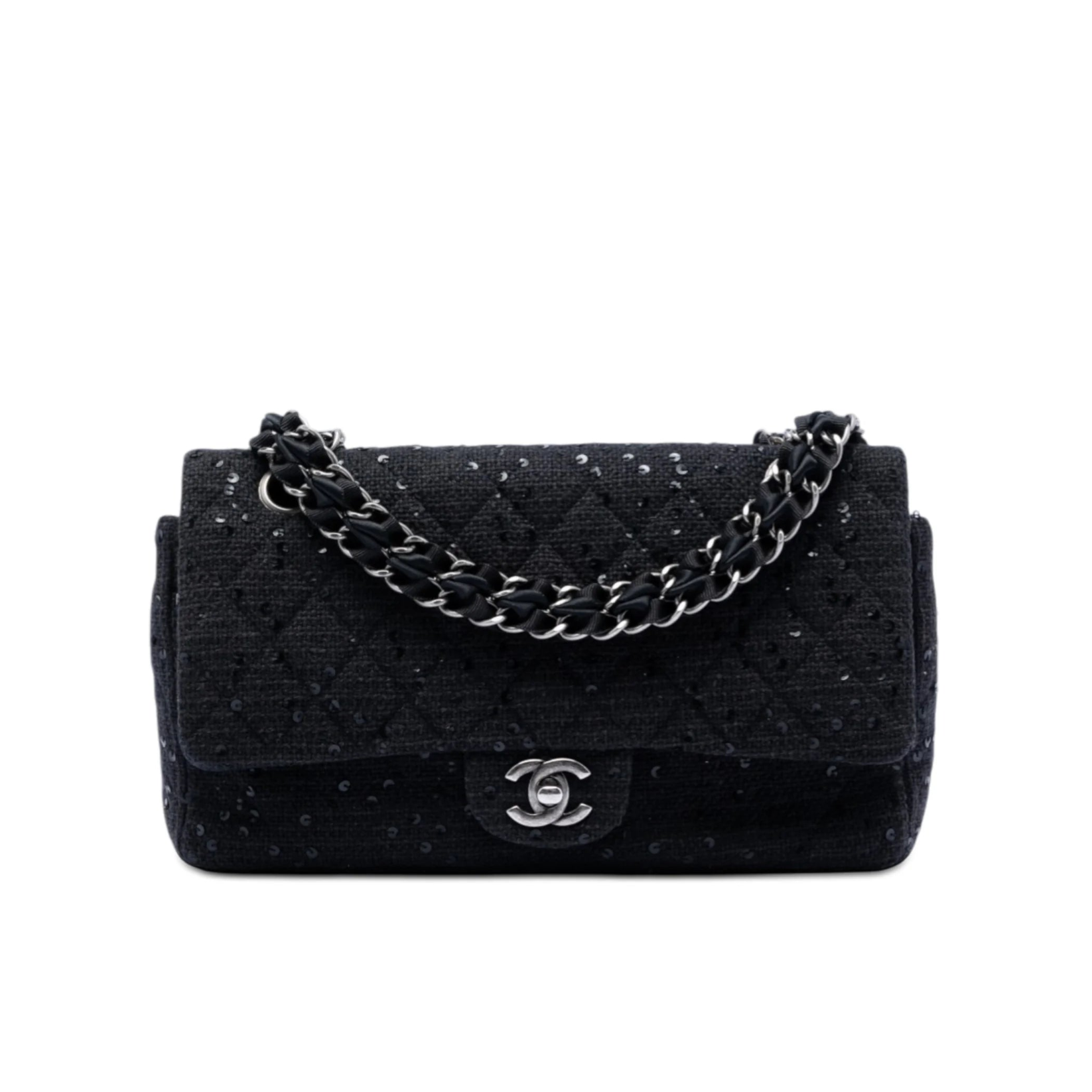 Chanel Medium Classic Tweed Sequin Double Flap
