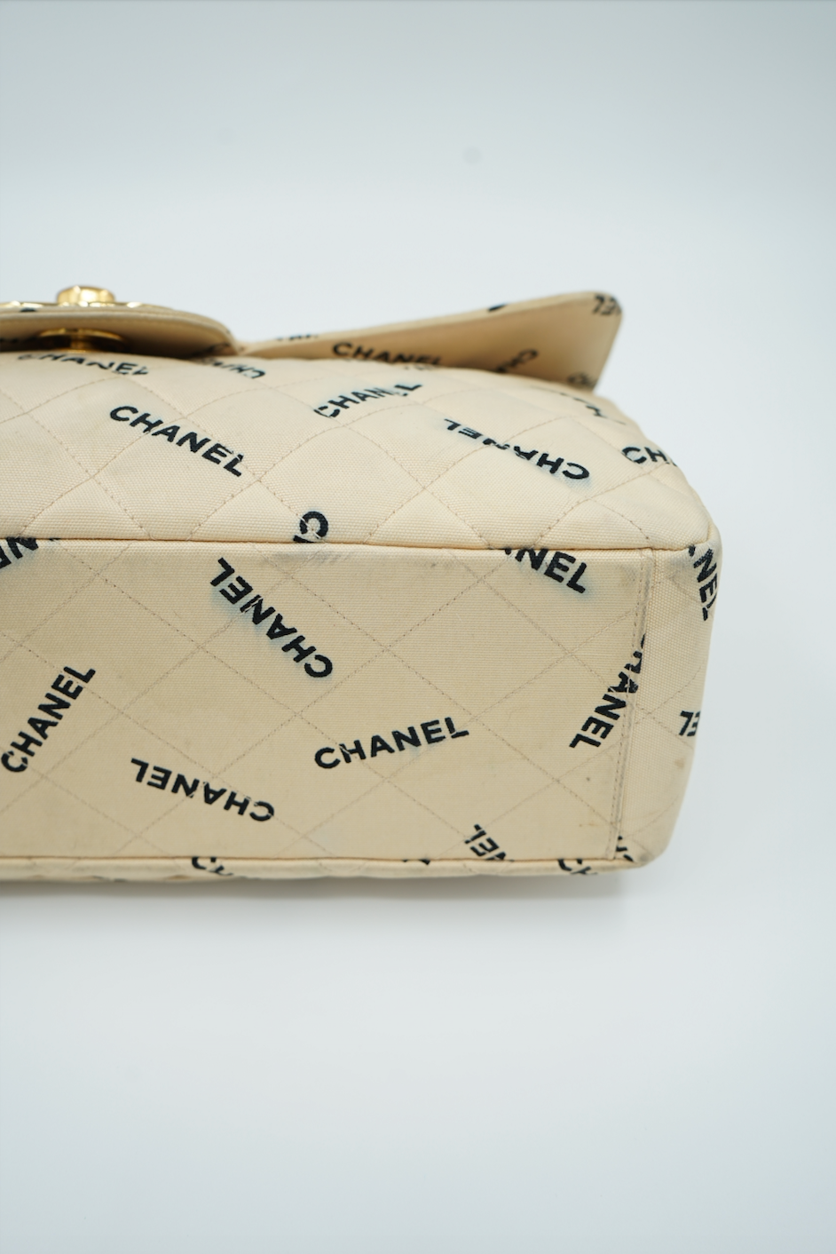 Chanel Logo Letter Canvas Maxi Jumbo Bag