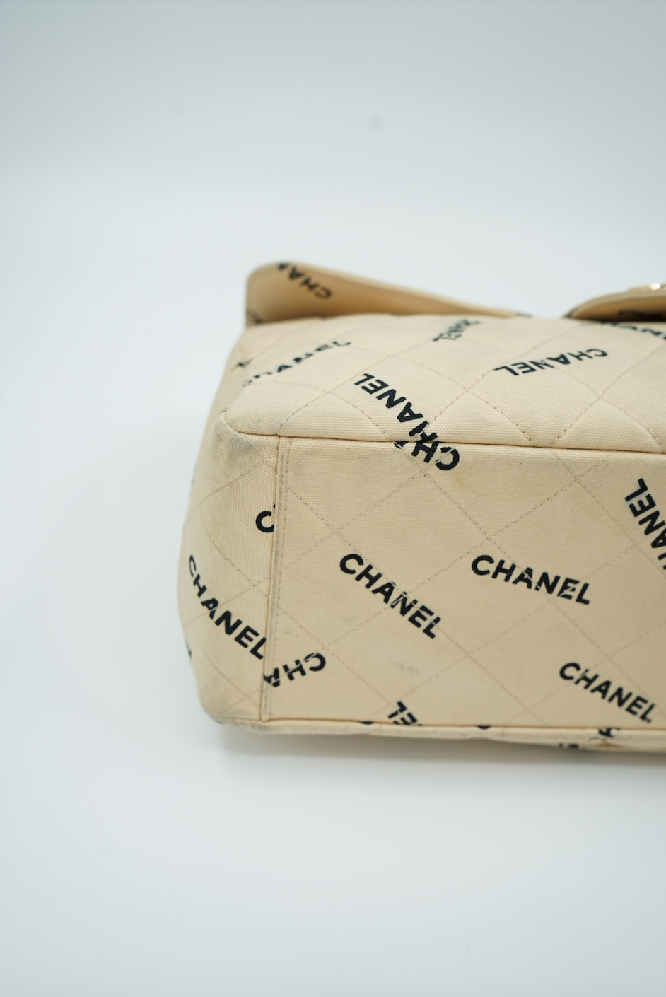 Chanel Logo Letter Canvas Maxi Jumbo Bag