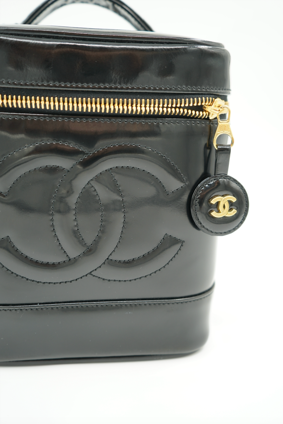 Chanel Black Vanity Bag In Patent Leather