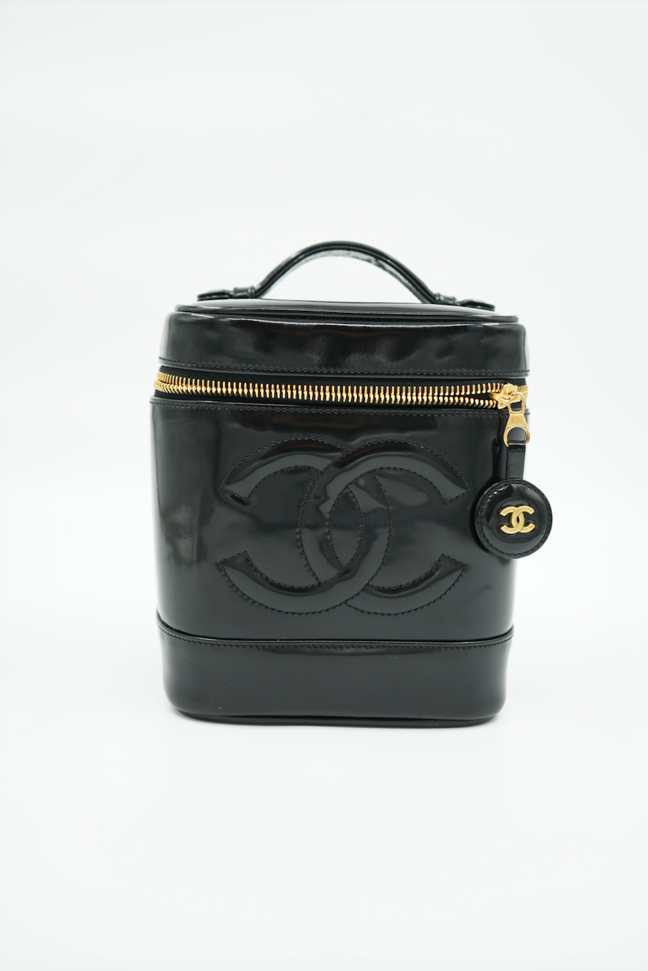 Chanel Black Vanity Bag In Patent Leather