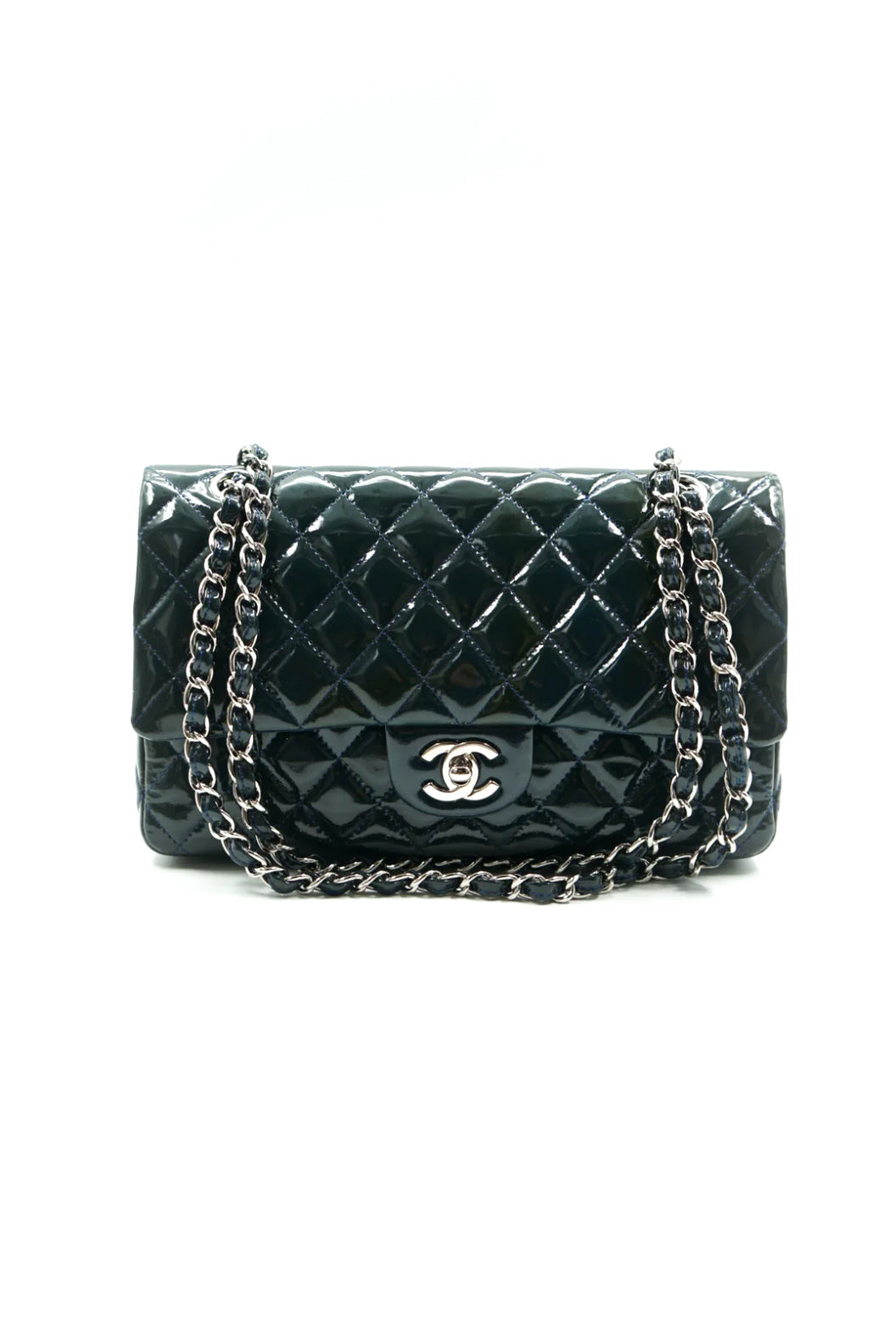 Chanel dark blue double flap bag medium