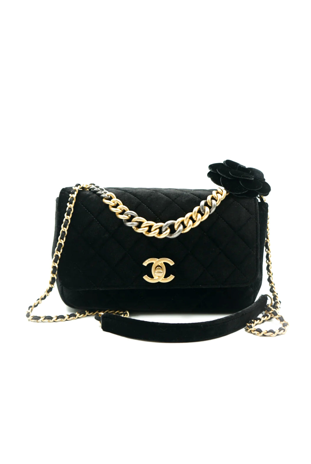 Chanel camellia flower bag velvet