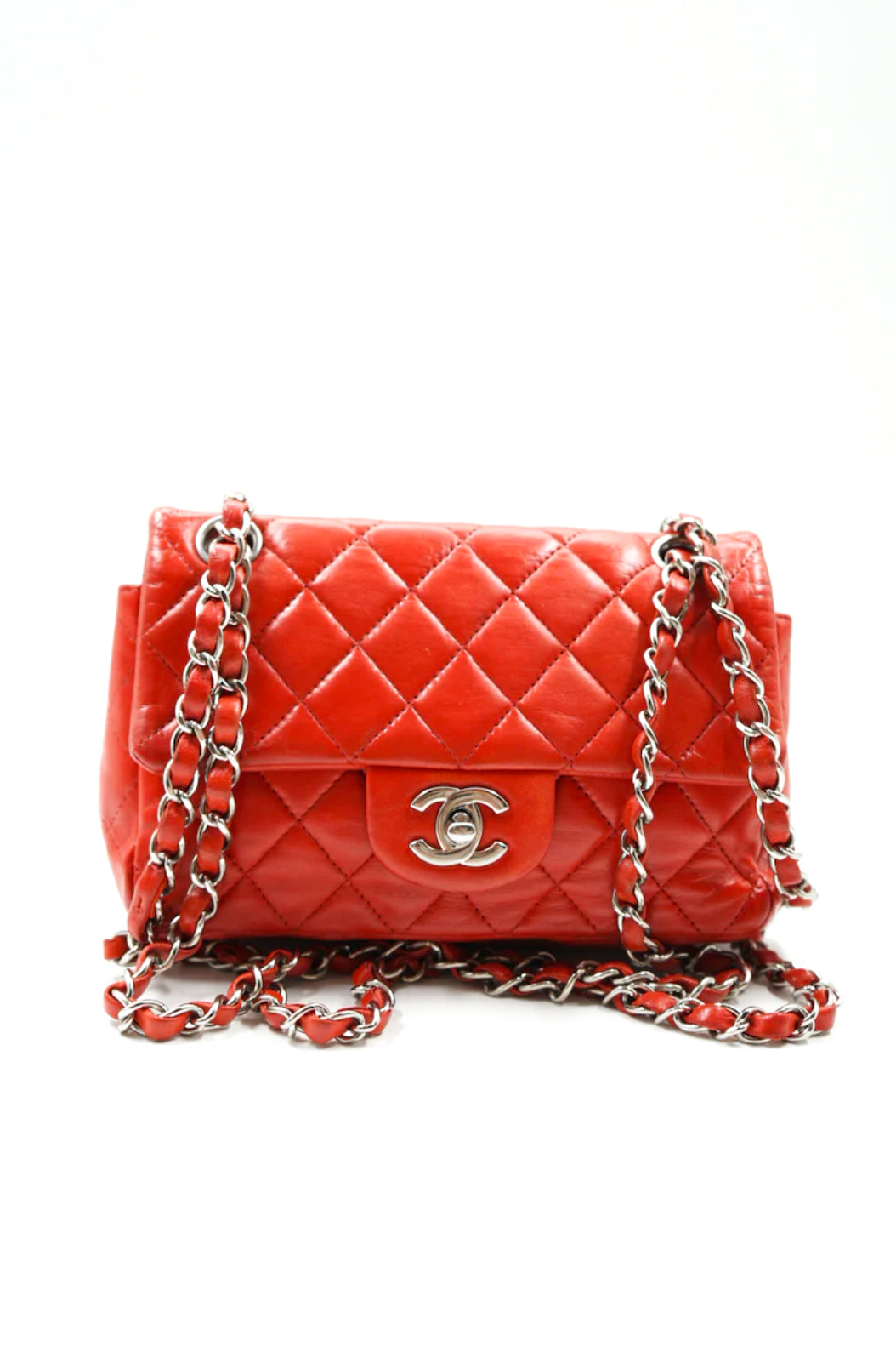 Chanel mini red flap bag