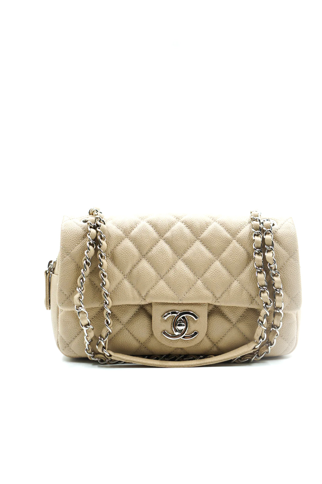 Chanel beige caviar leather Easy flap bag