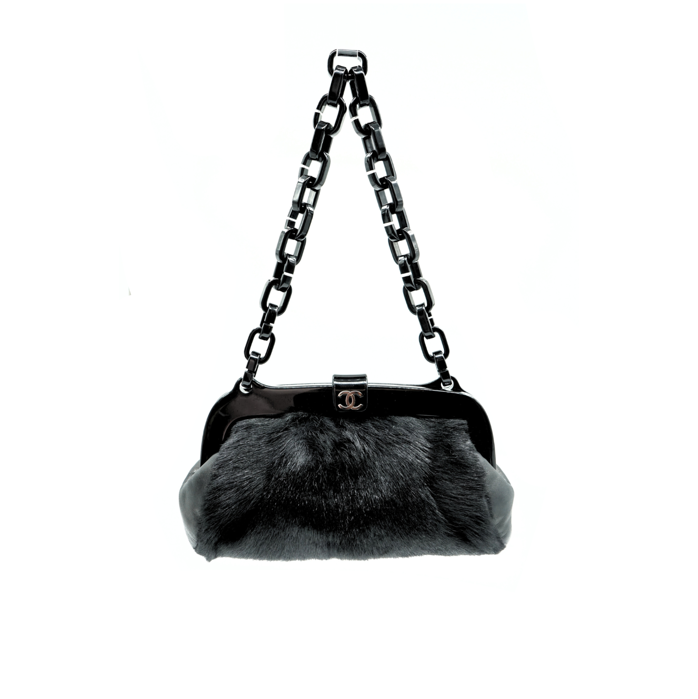 Chanel Resin Chain Frame Fur Bag