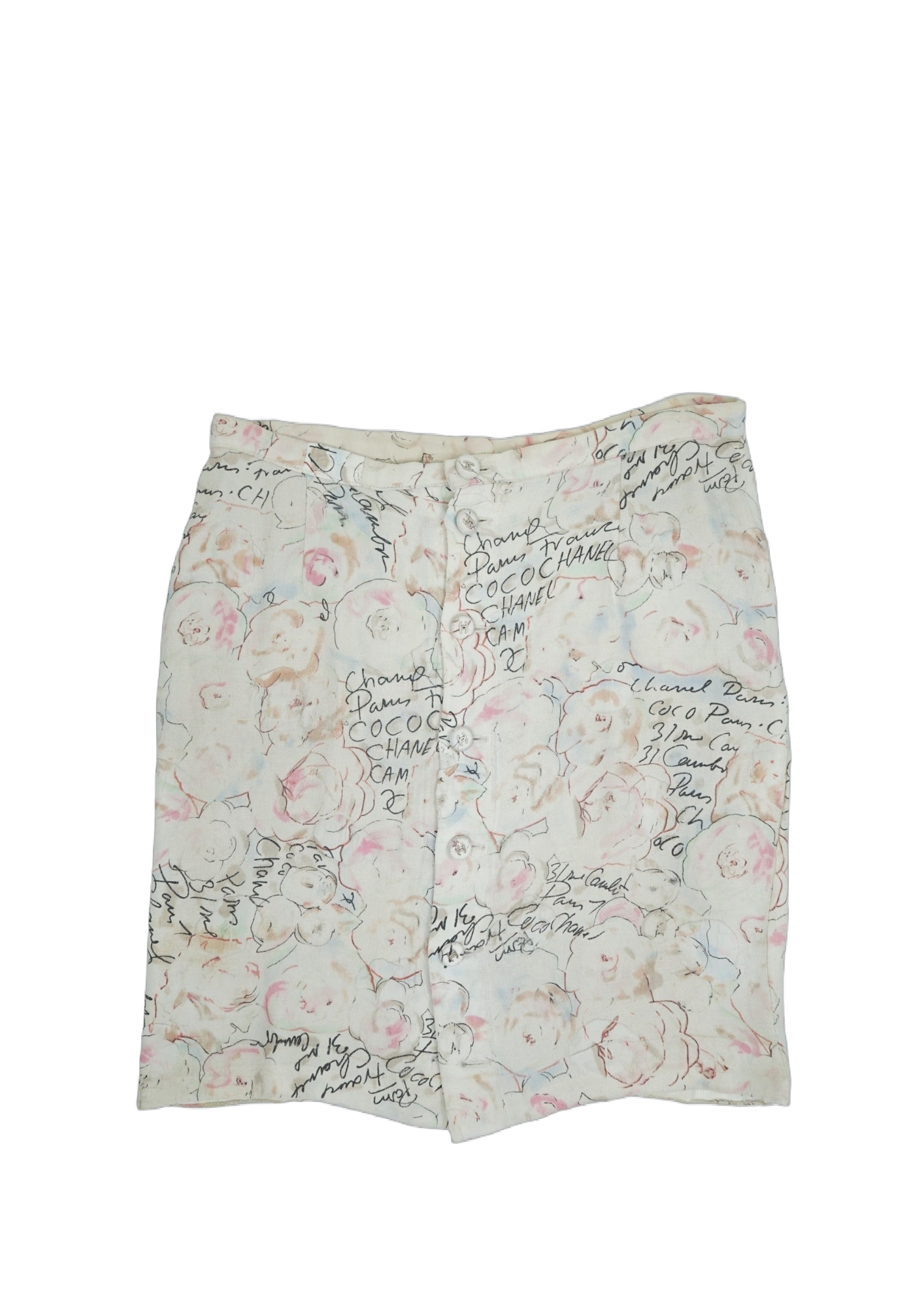 Chanel 1998C Silk Camellia Skirt