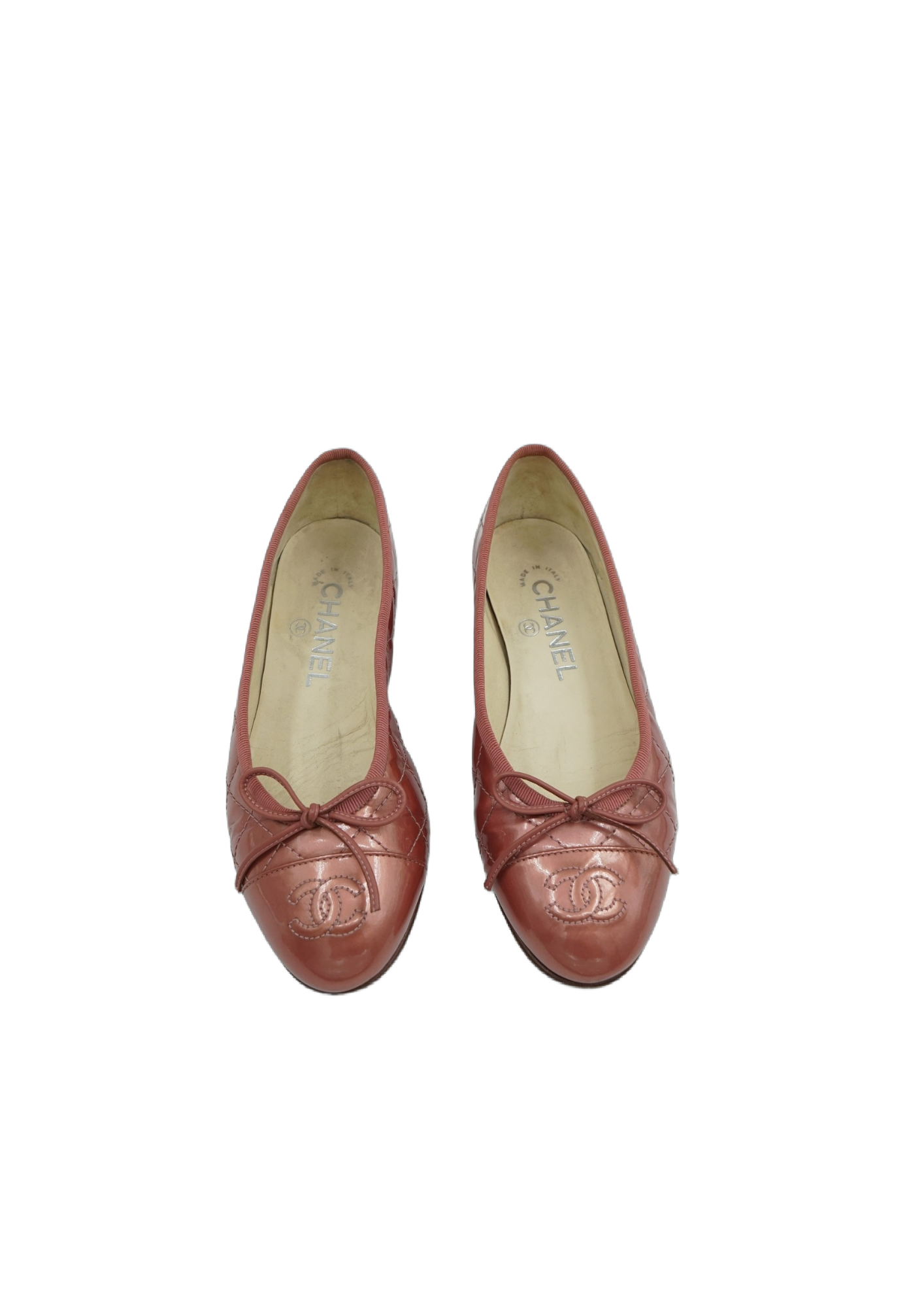 Chanel Quilted Ballet Flats Metallic Pink