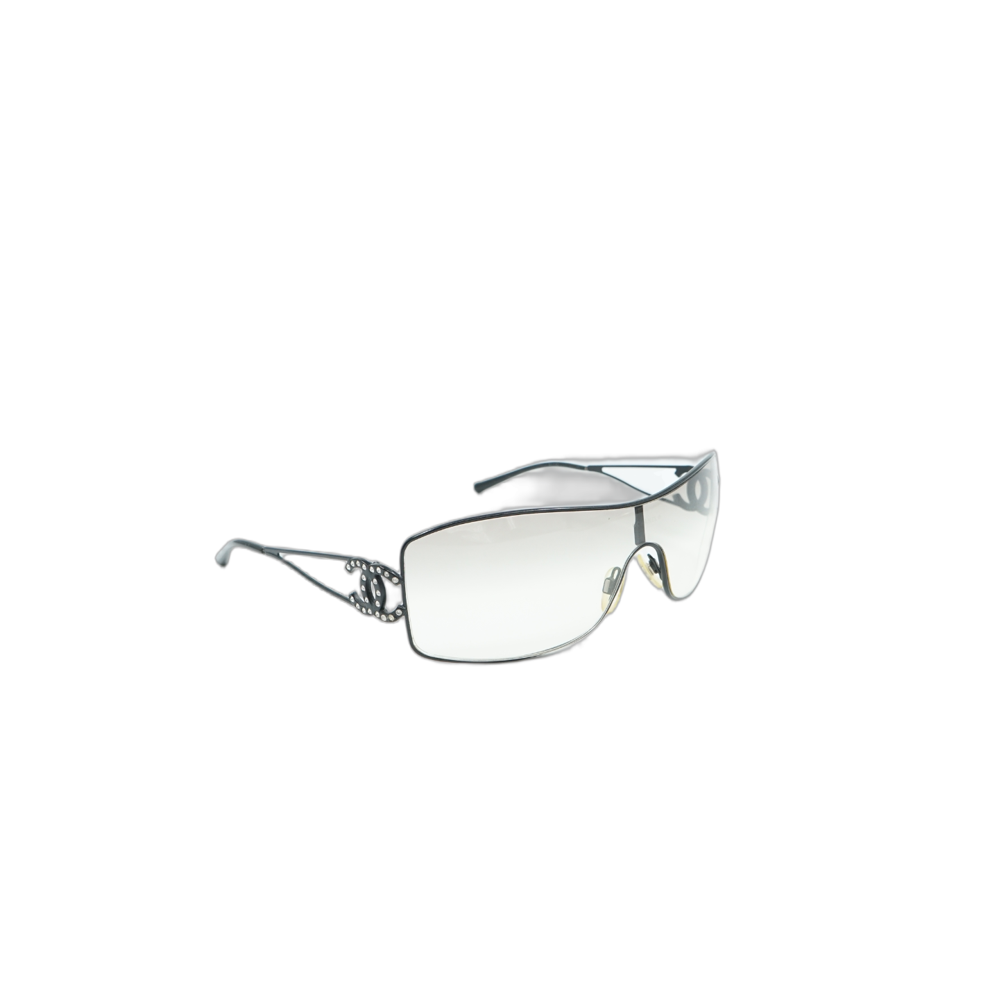 Chanel 90's Crystal Logo Sunglasses Black
