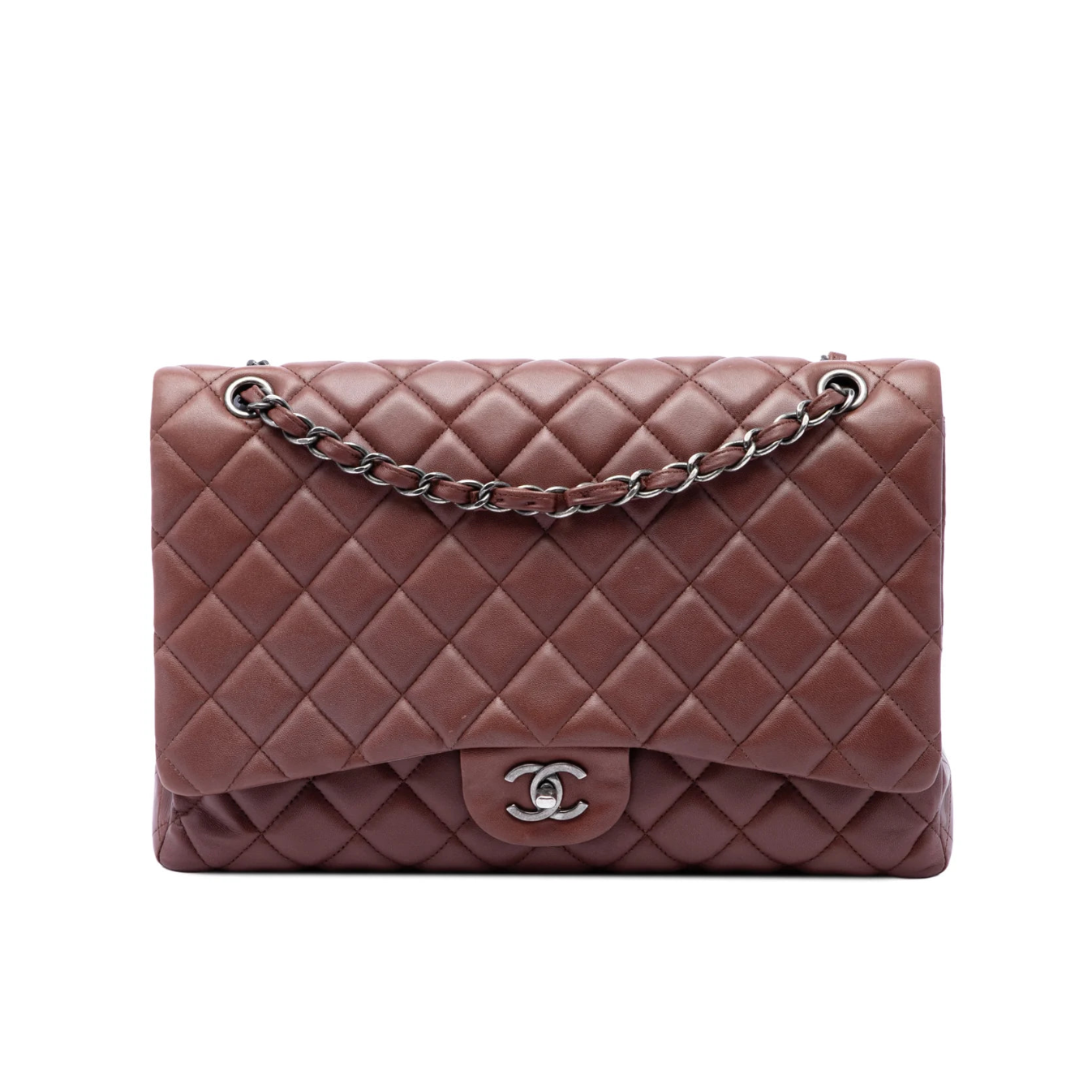 Chanel Maxi Classic Lambskin Single Flap Brown