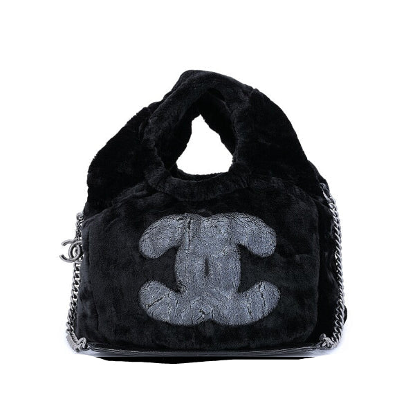 Chanel Faux Fur Hobo Bag With Chain