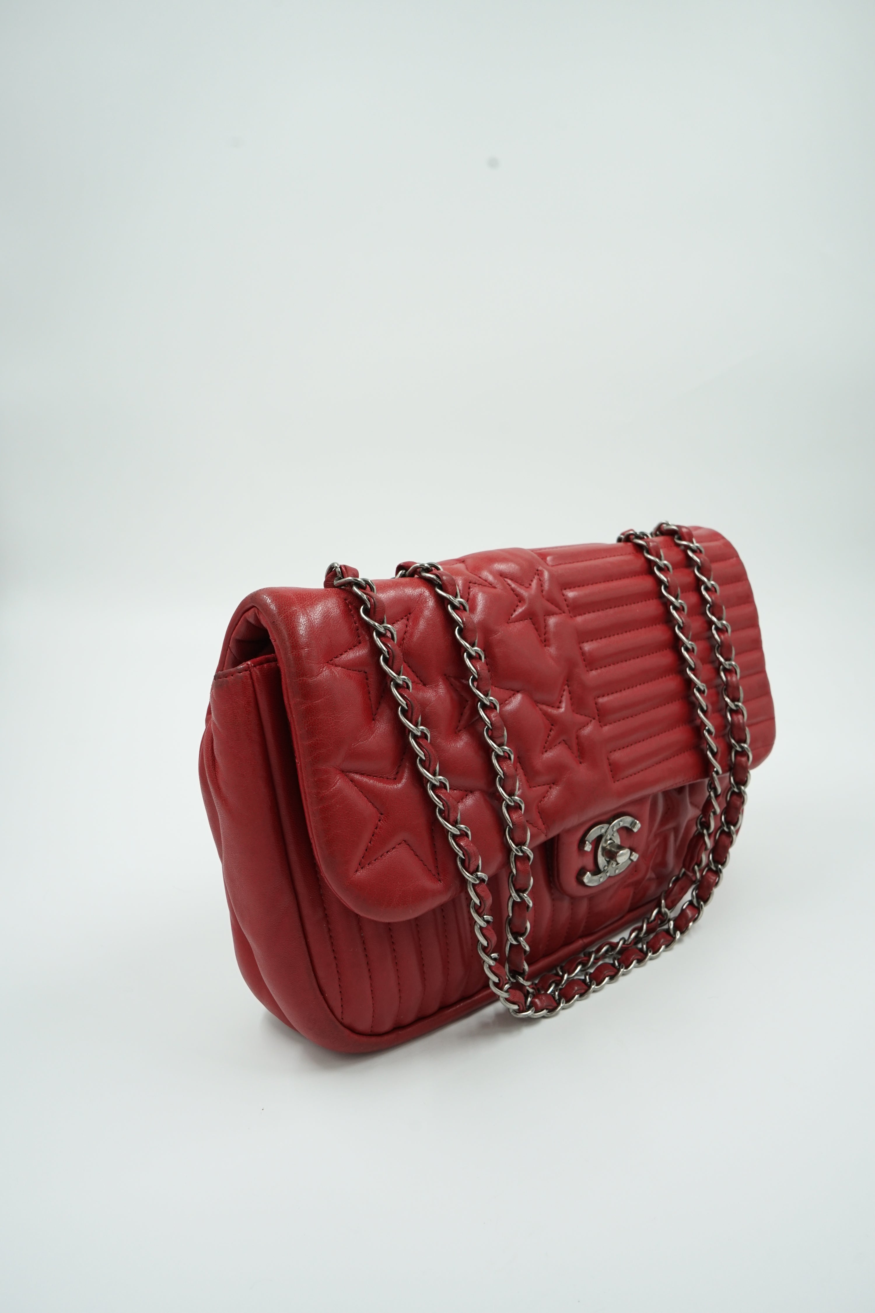 Chanel Jumbo Paris Dallas Flag Flap Bag Red