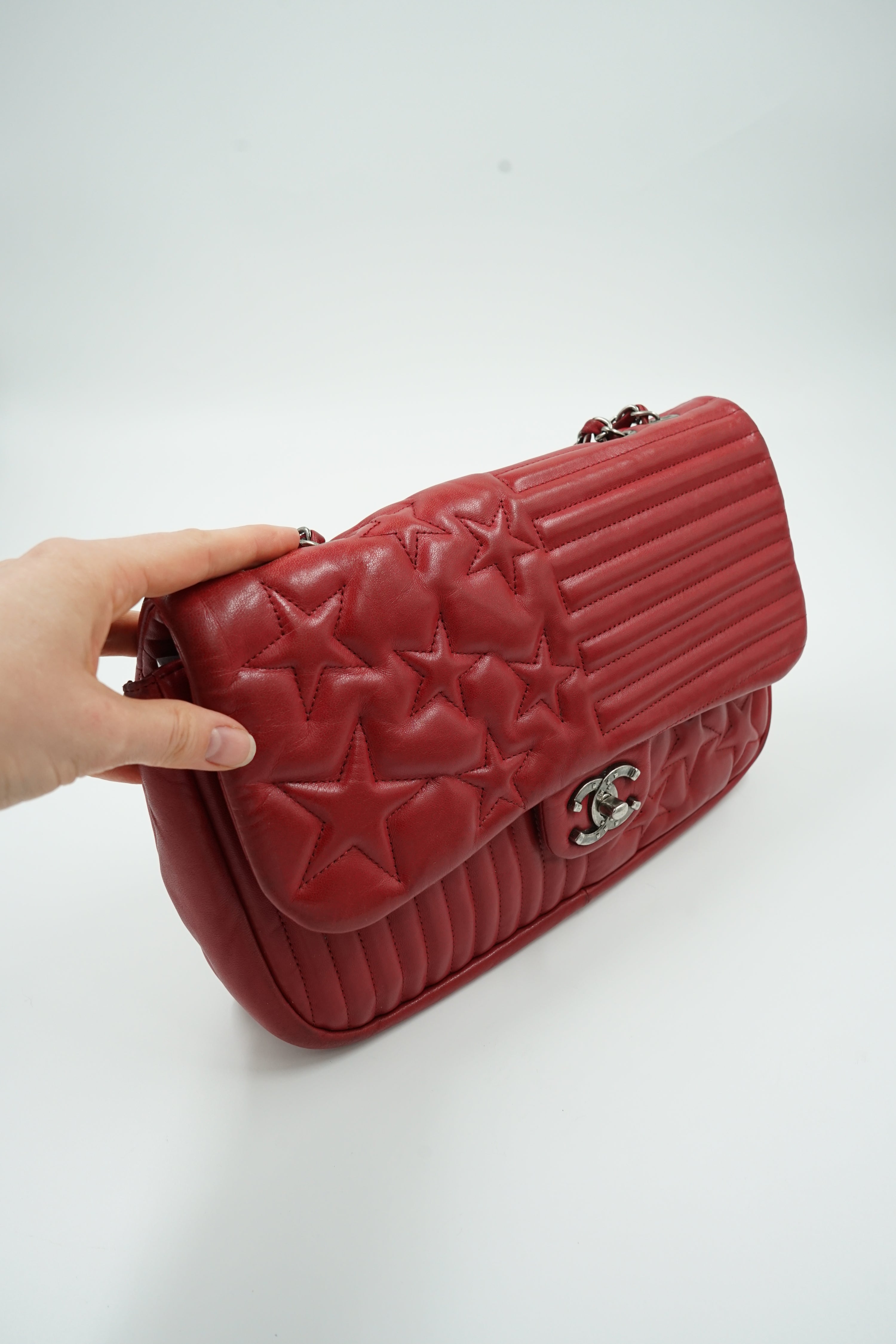 Chanel Jumbo Paris Dallas Flag Flap Bag Red
