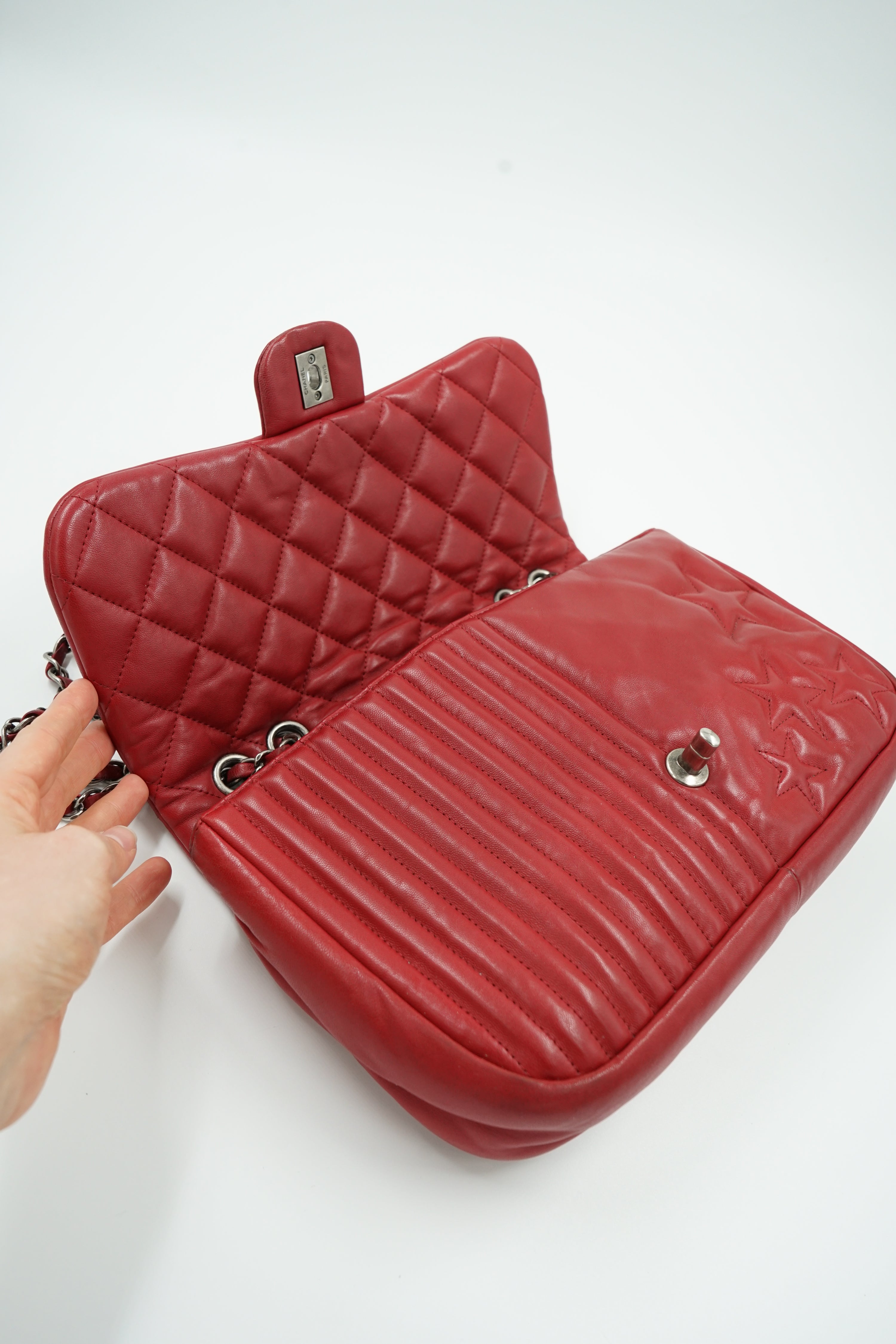Chanel Jumbo Paris Dallas Flag Flap Bag Red
