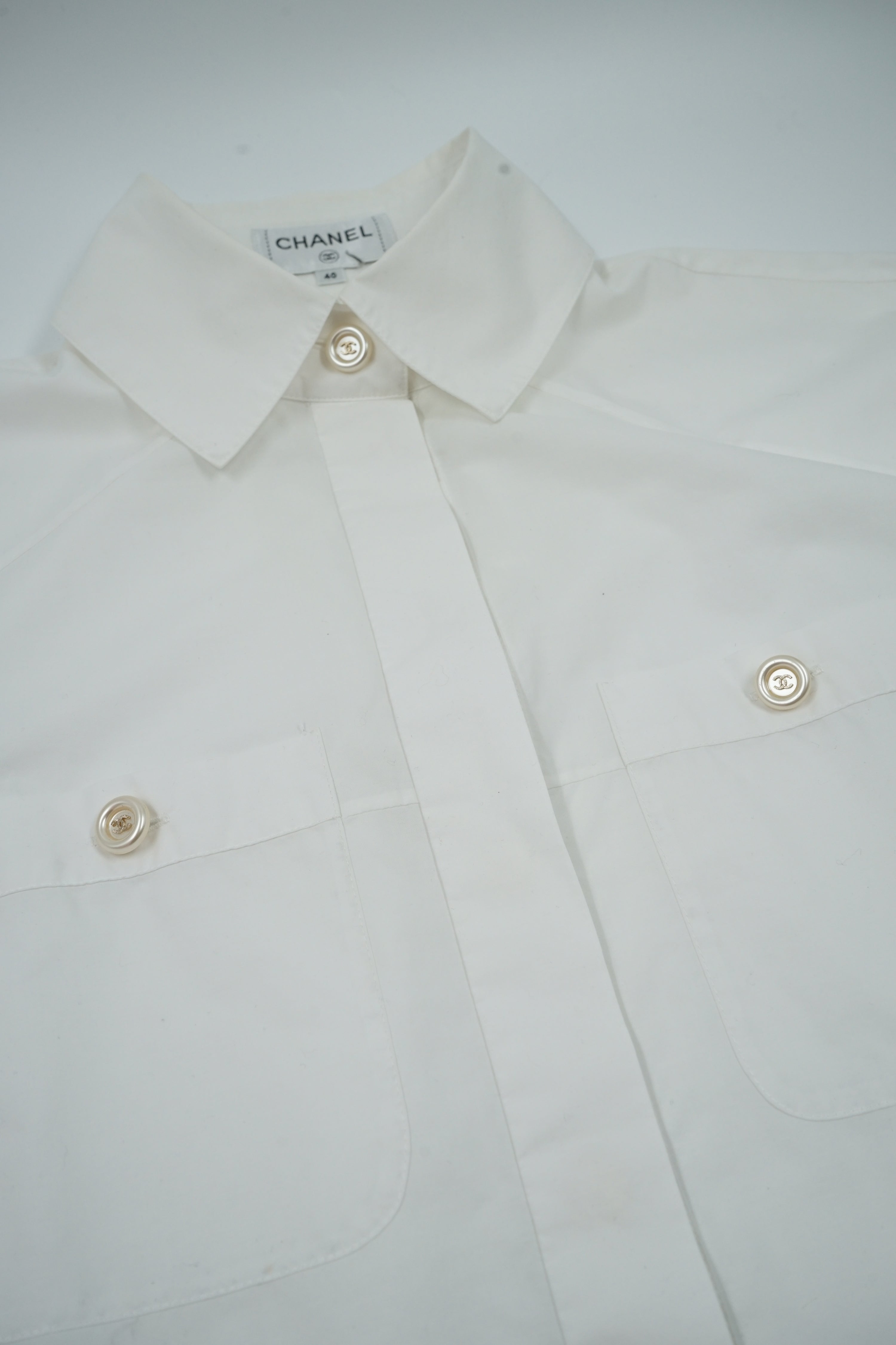 Chanel Logo White Button Up