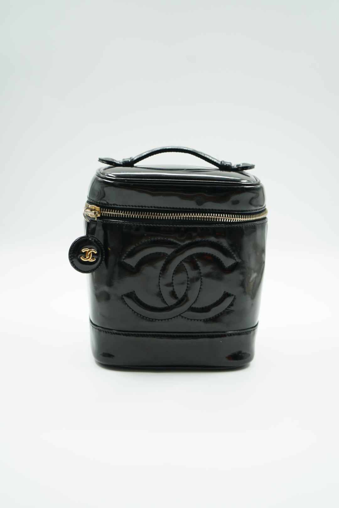 Chanel vanity bag black patent