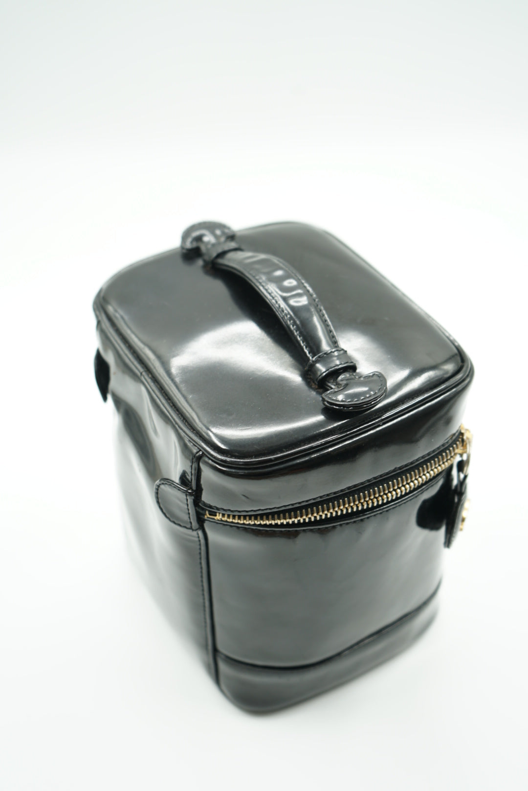 Chanel vanity bag black patent