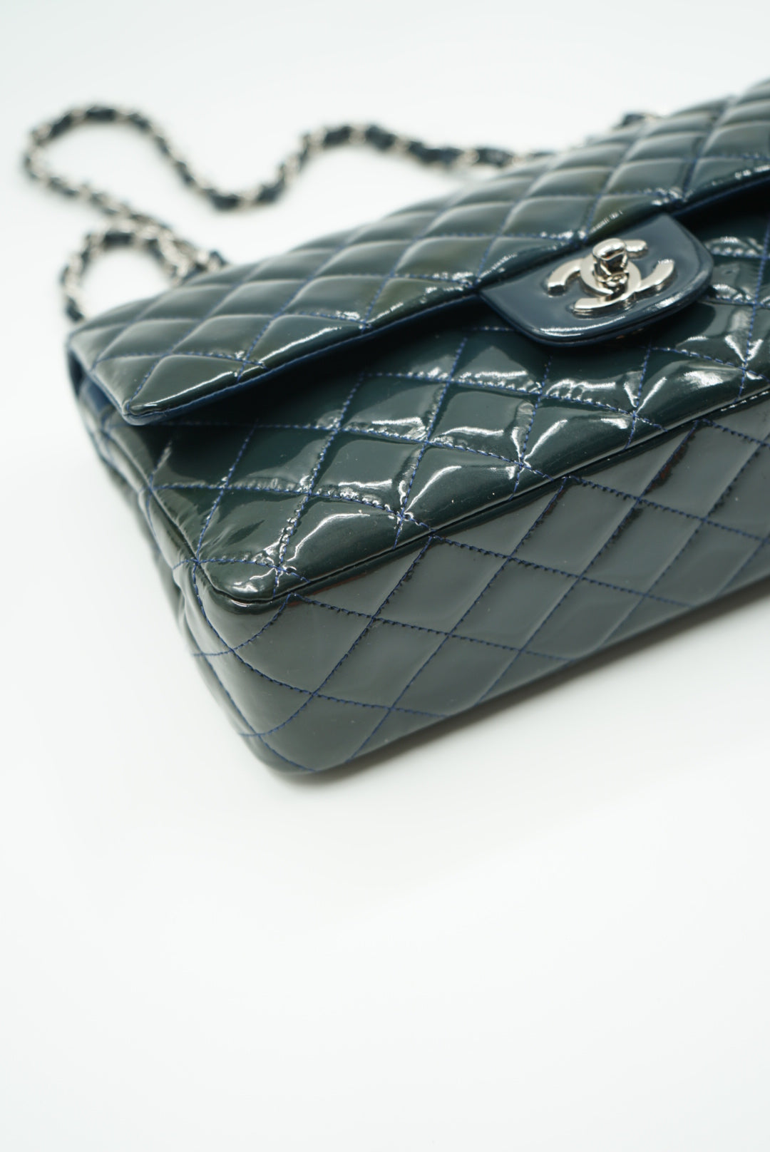 Chanel dark blue double flap bag medium