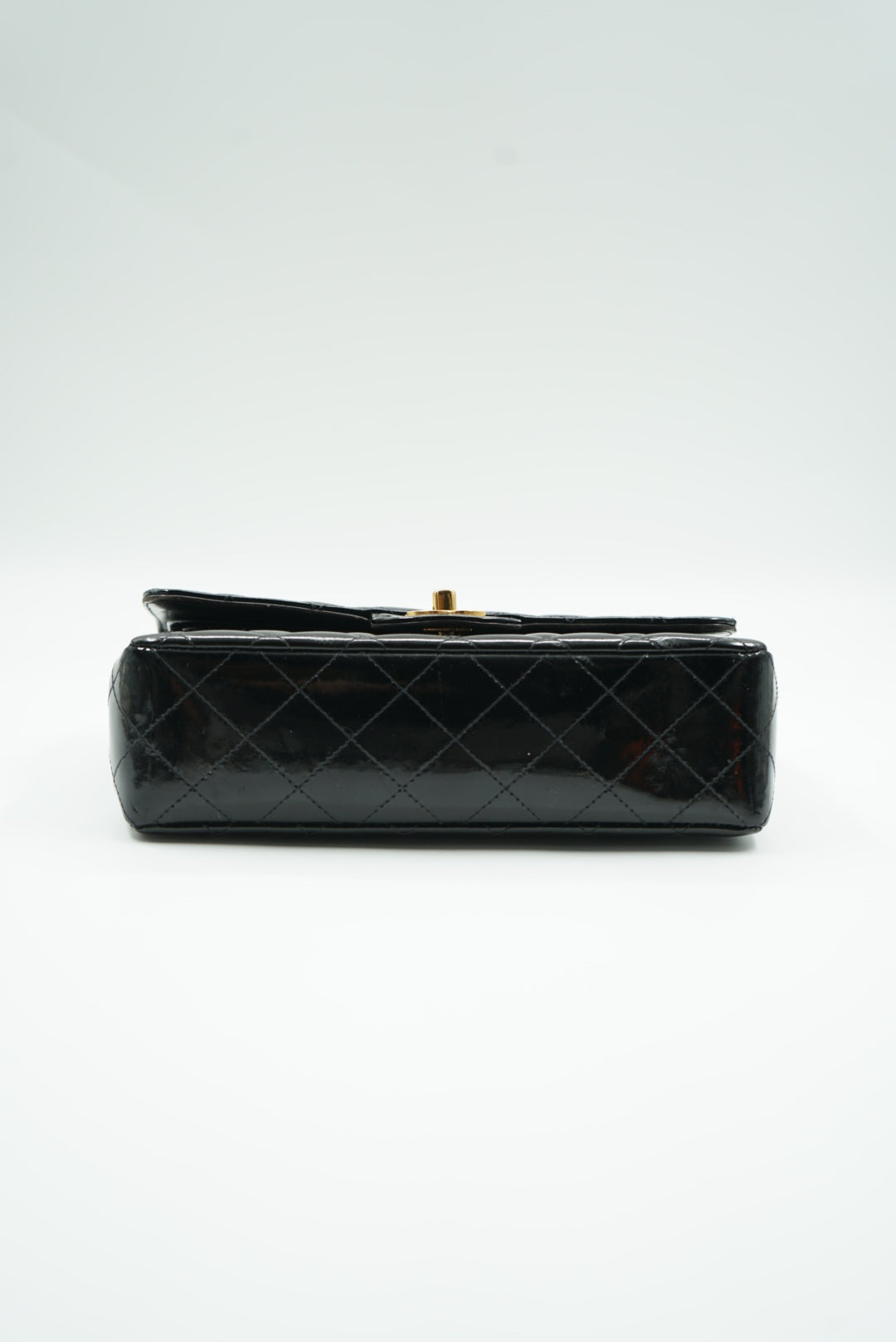 Chanel black double flap bag patent leather small