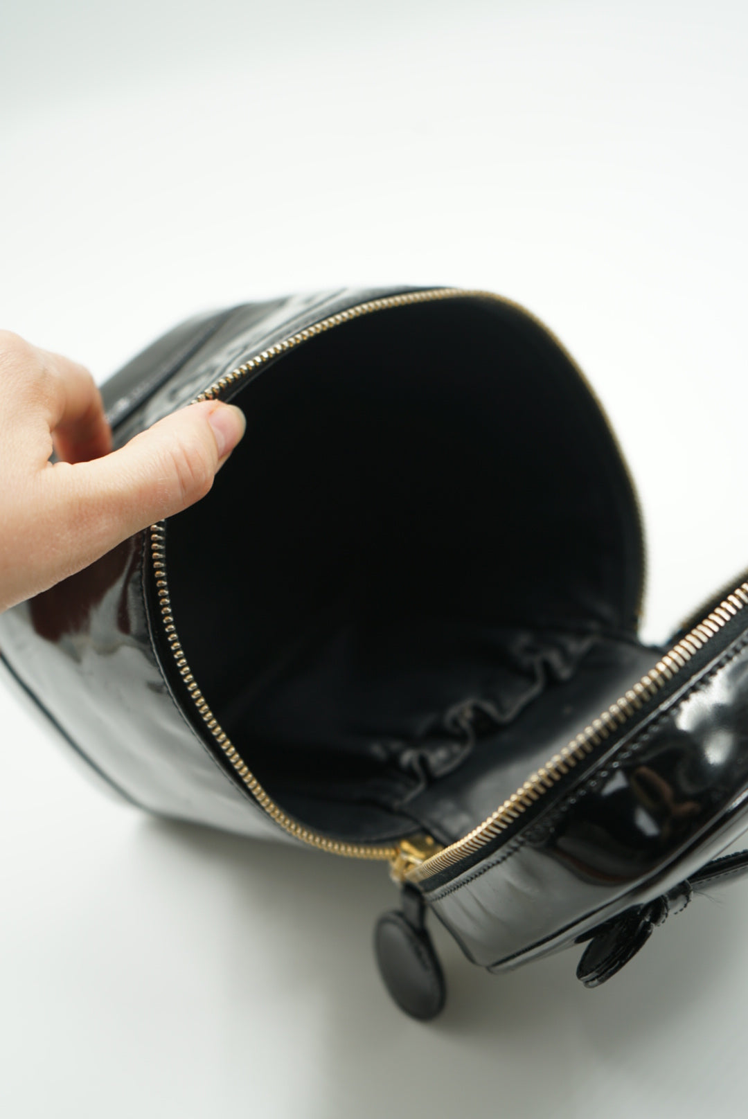 Chanel vanity bag black patent