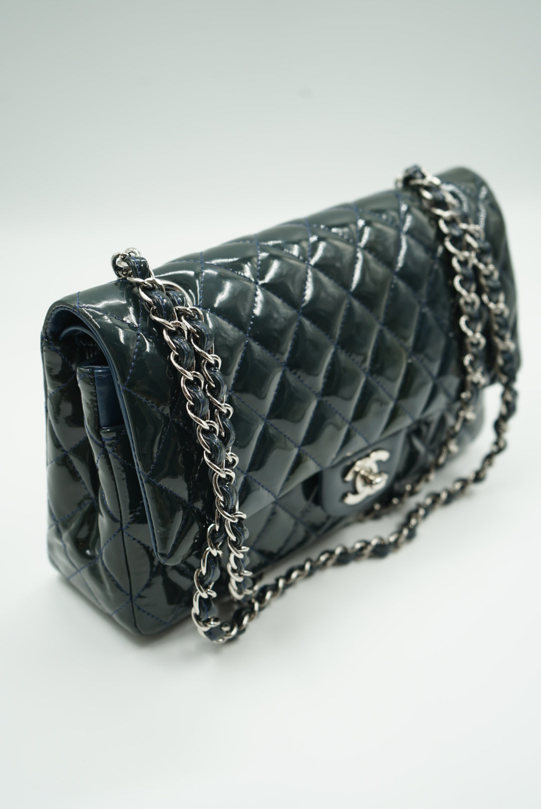 Chanel dark blue double flap bag medium