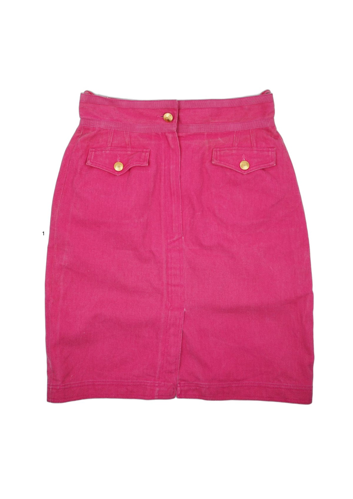 Chanel Denim Pencil Midi Skirt Pink