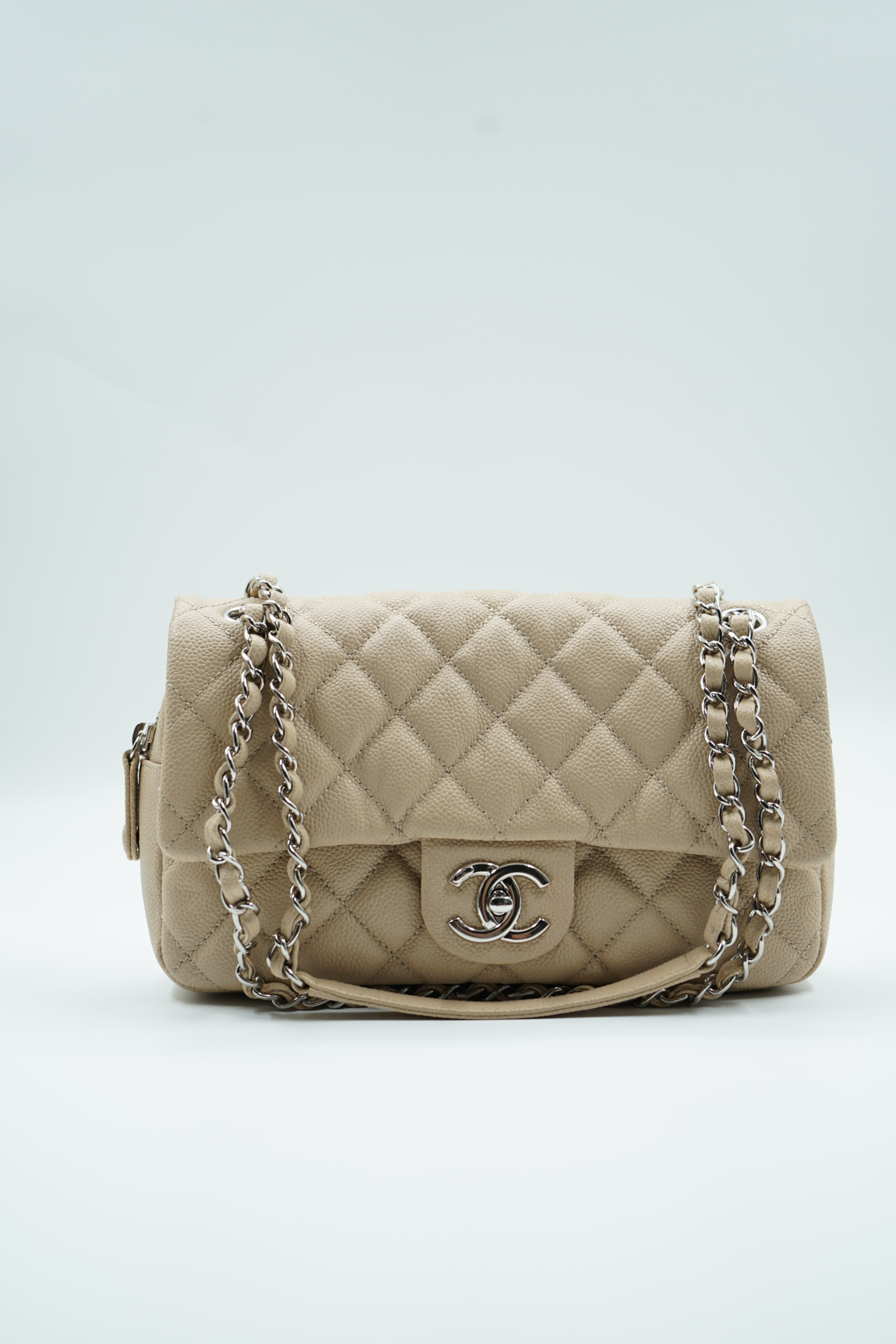 Chanel beige caviar leather Easy flap bag