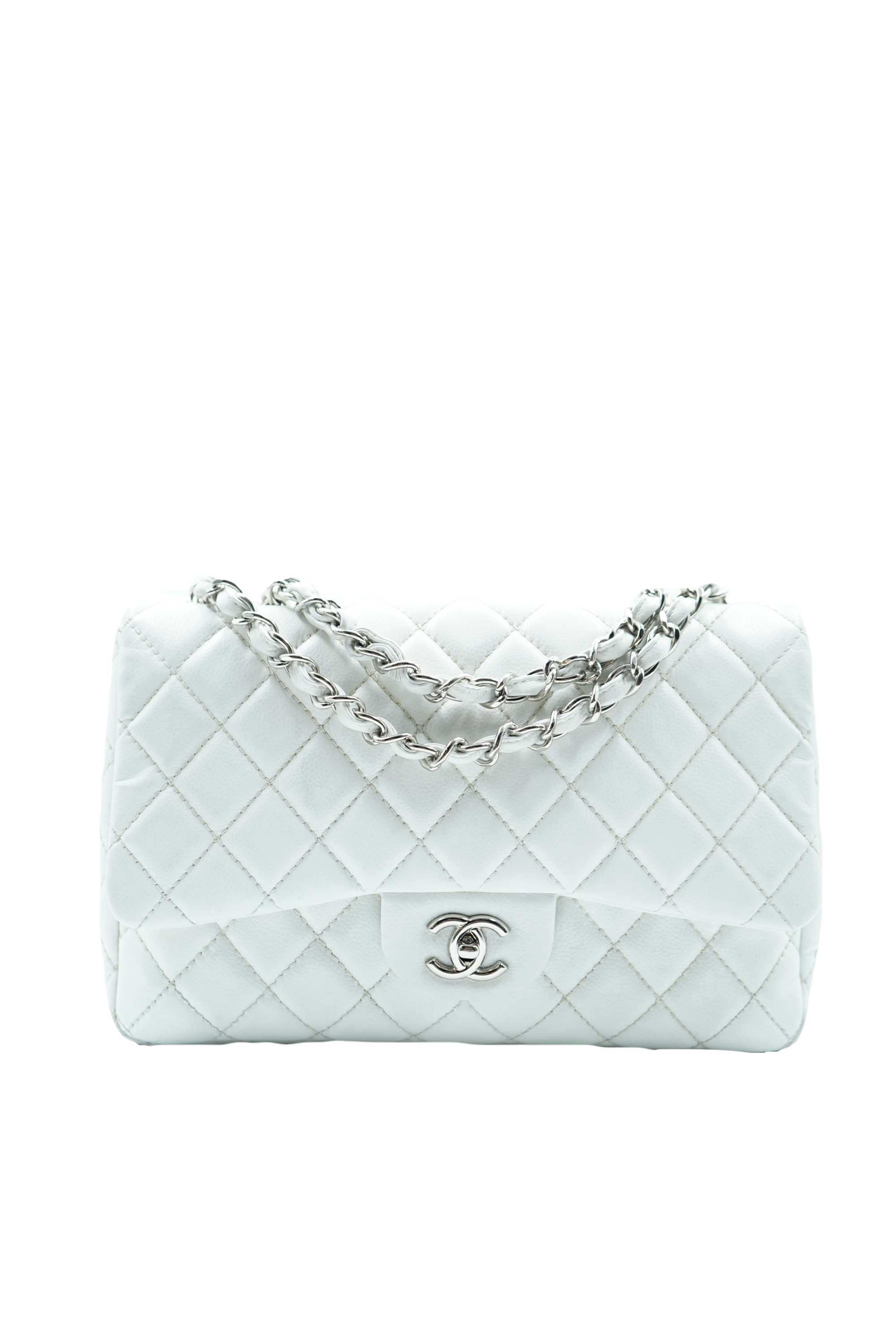 Chanel Jumbo single flap bag white