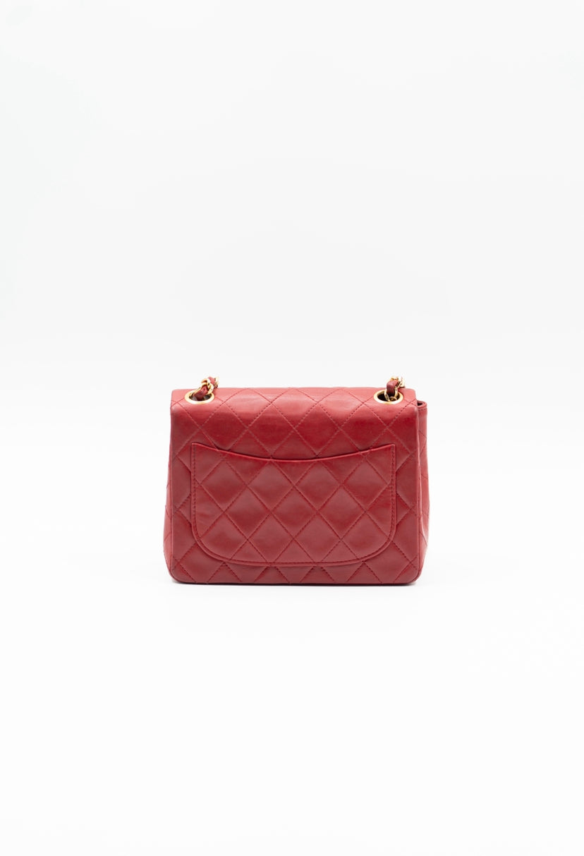 Chanel mini square flap bag red
