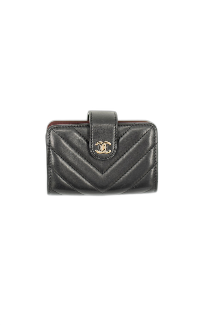 Chanel chevron fold out wallet
