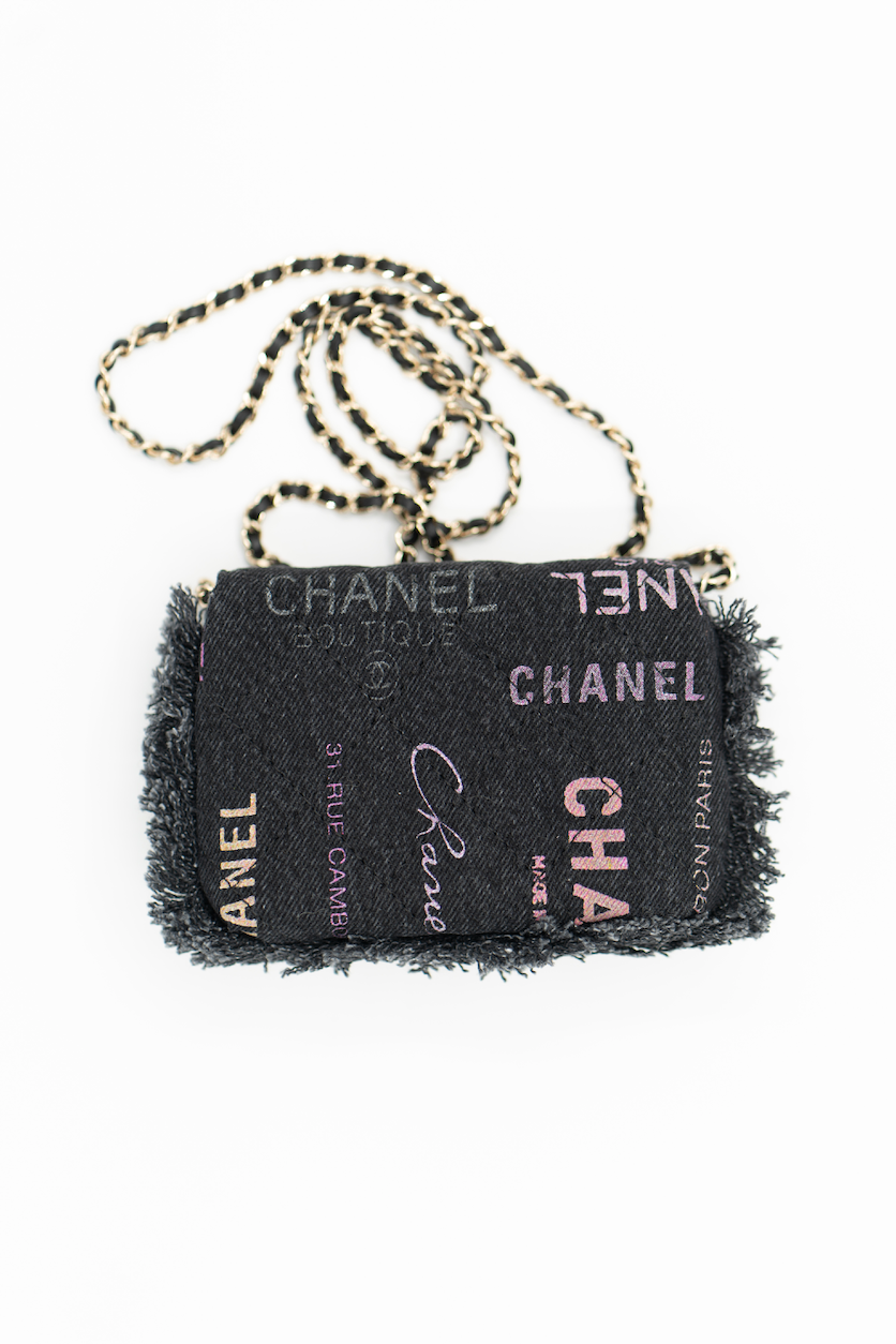 Chanel SS 22 mini denim printed crossbody bag