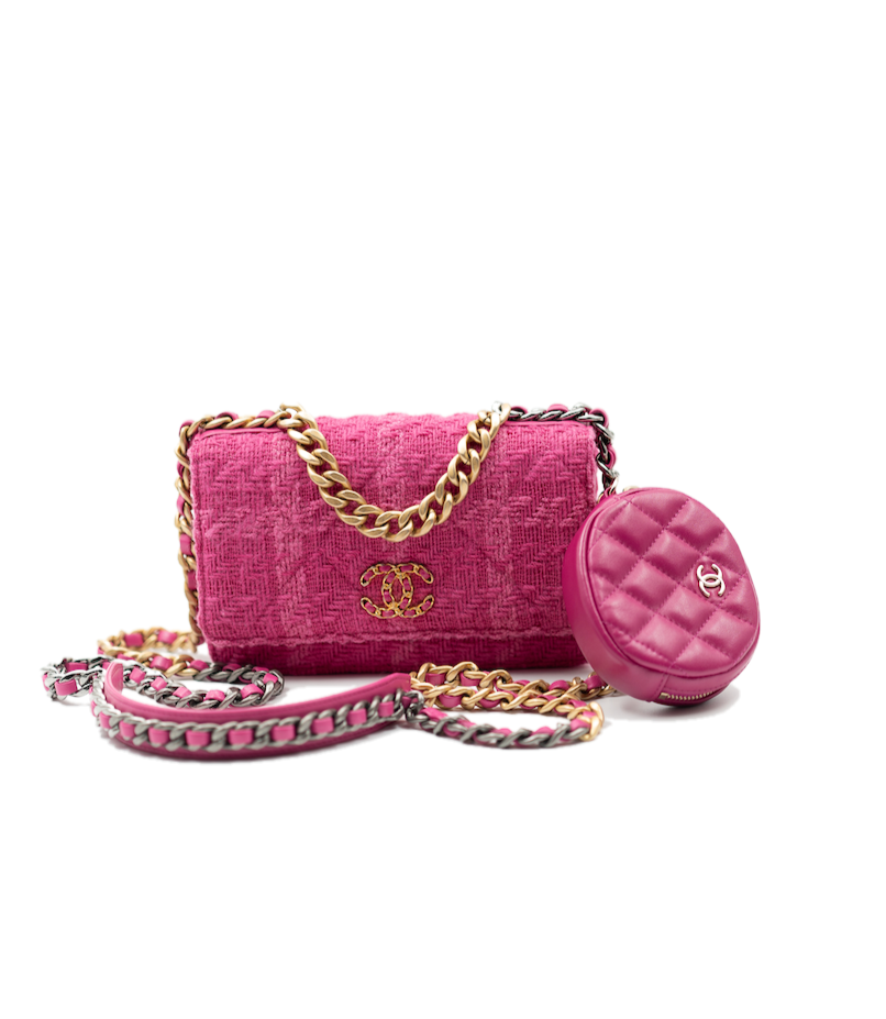 Chanel 19 WOC and coin purse in fuchsia