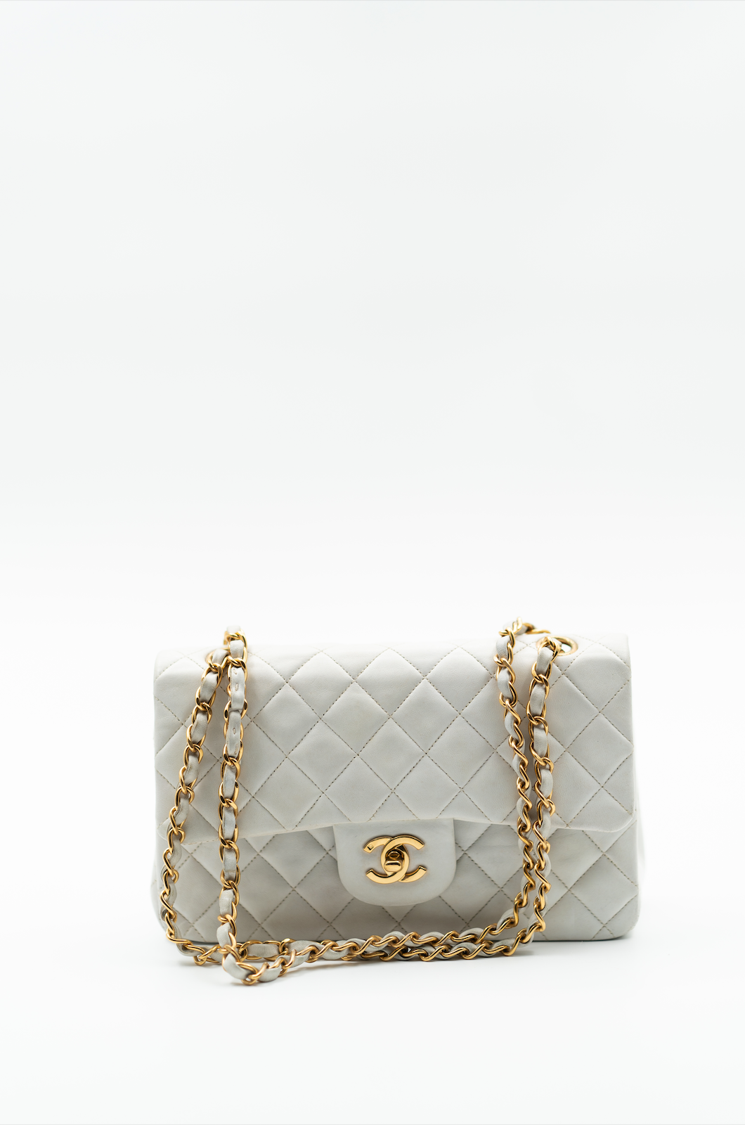 Chanel double flap bag white