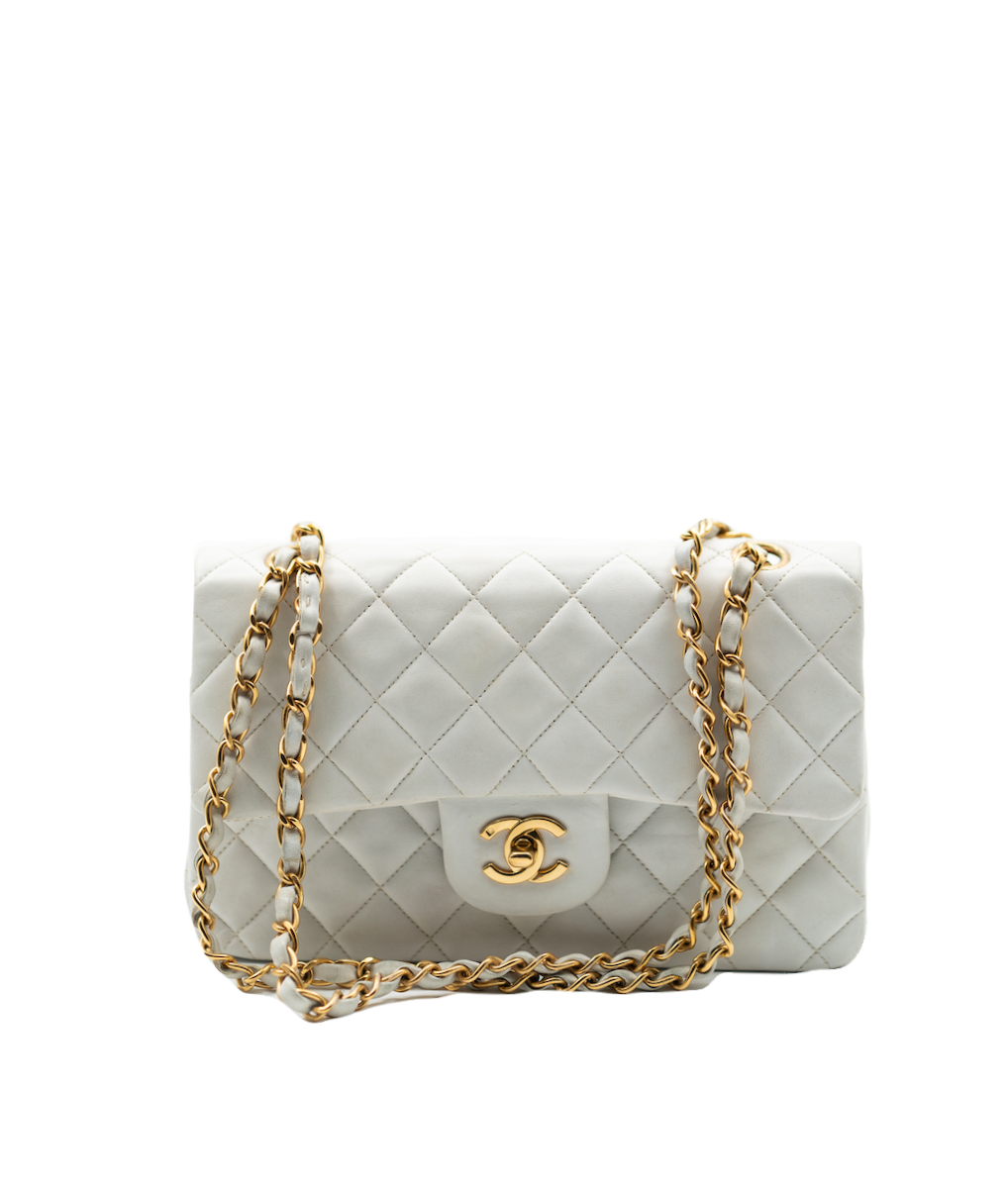 Chanel double flap bag white