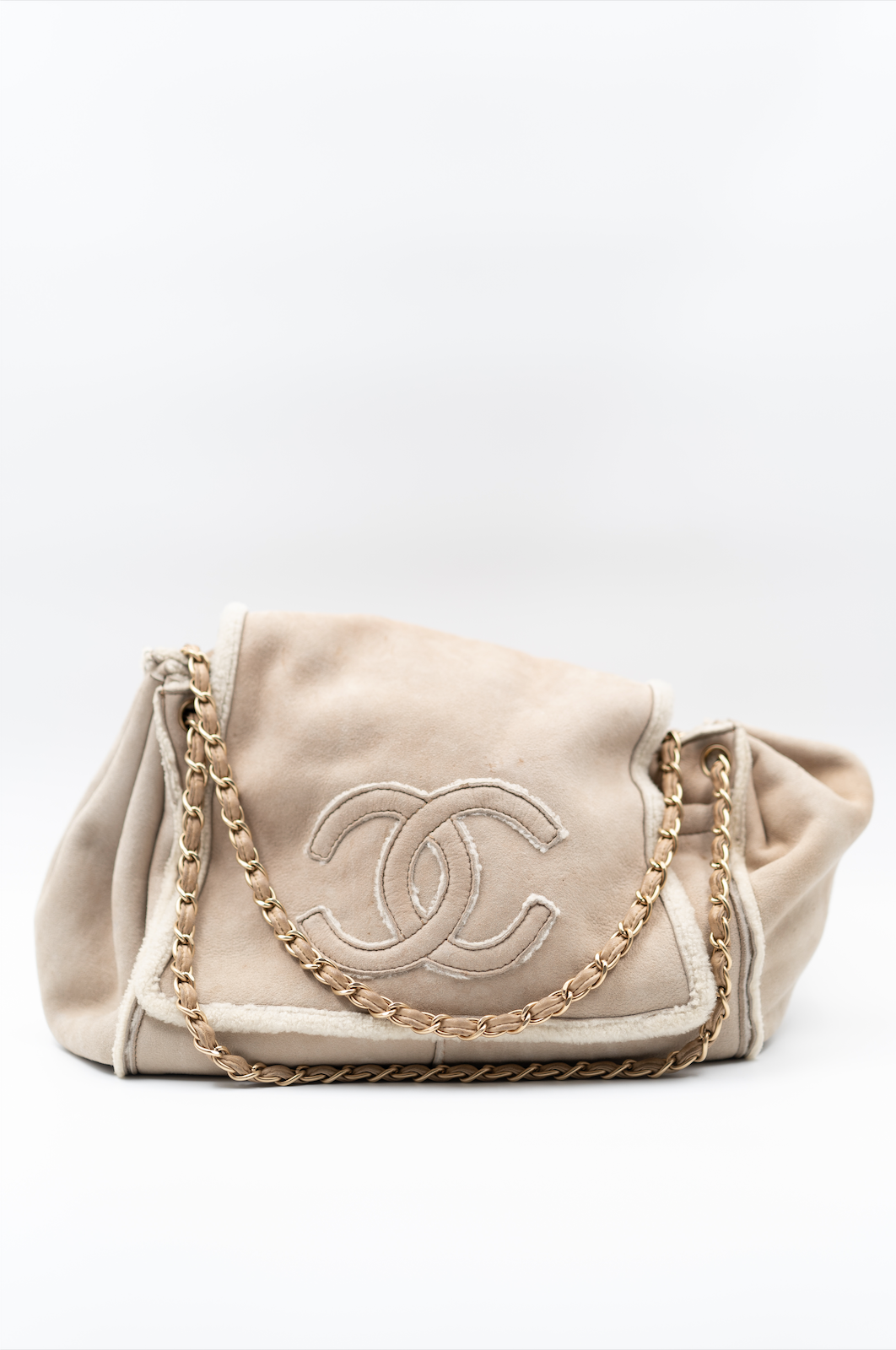 Chanel shearling and suede CC accordion flap