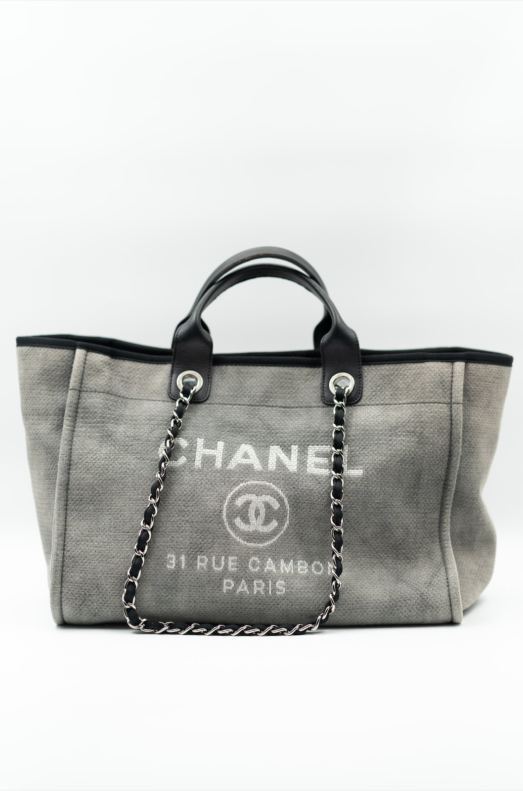 Chanel grey Deauville bag large