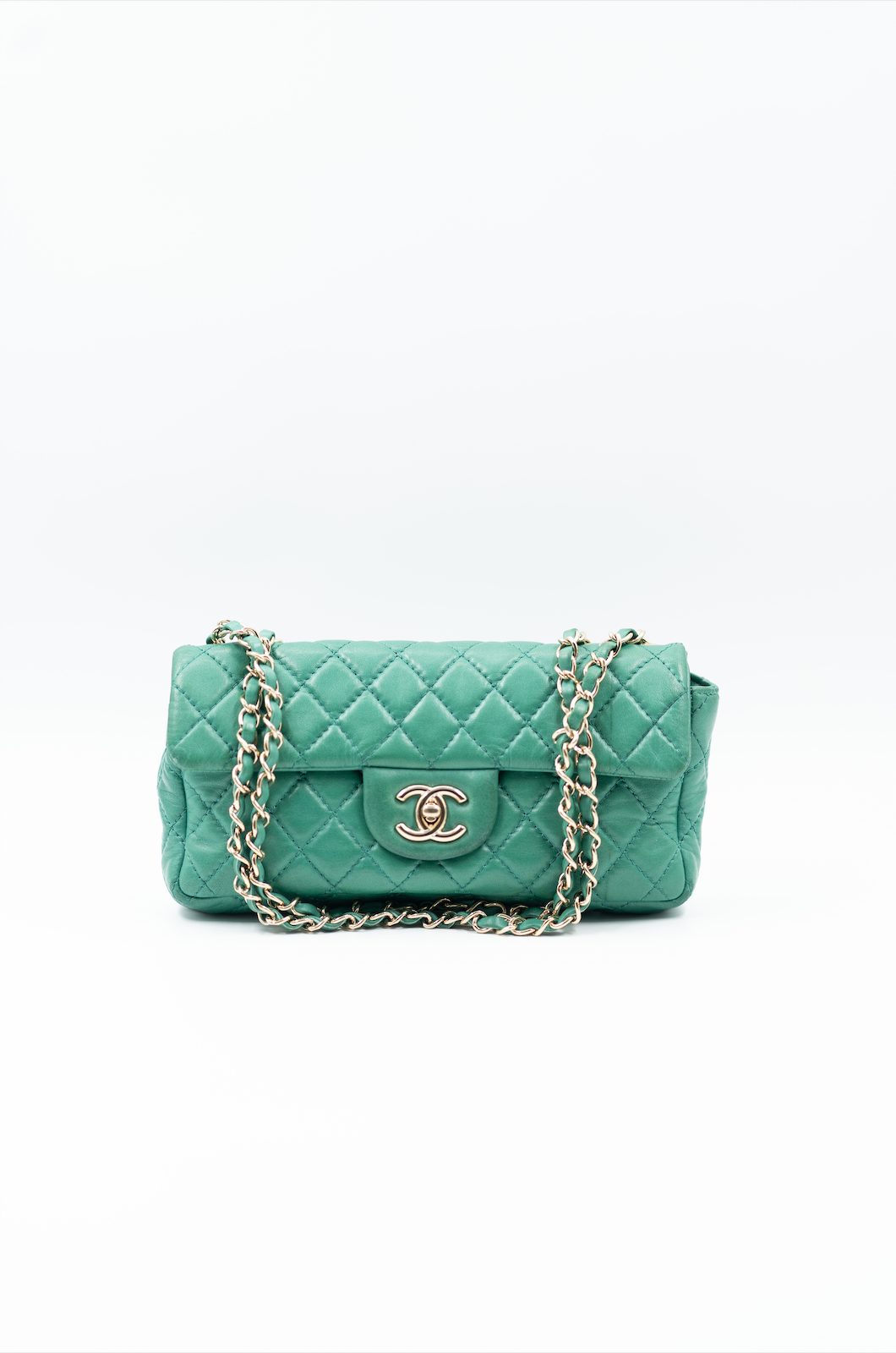 Chanel green East West flap bag