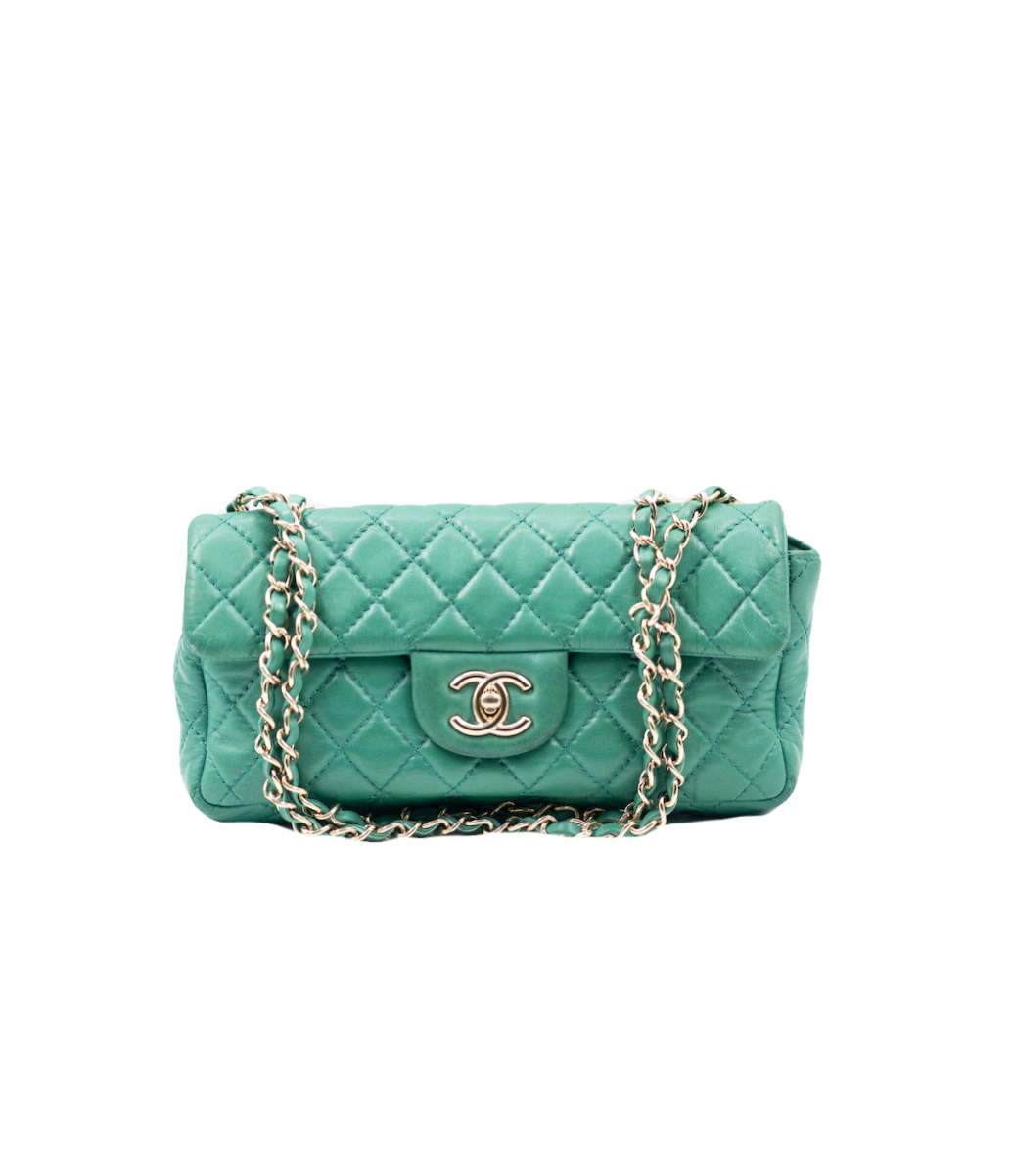 Chanel green East West flap bag