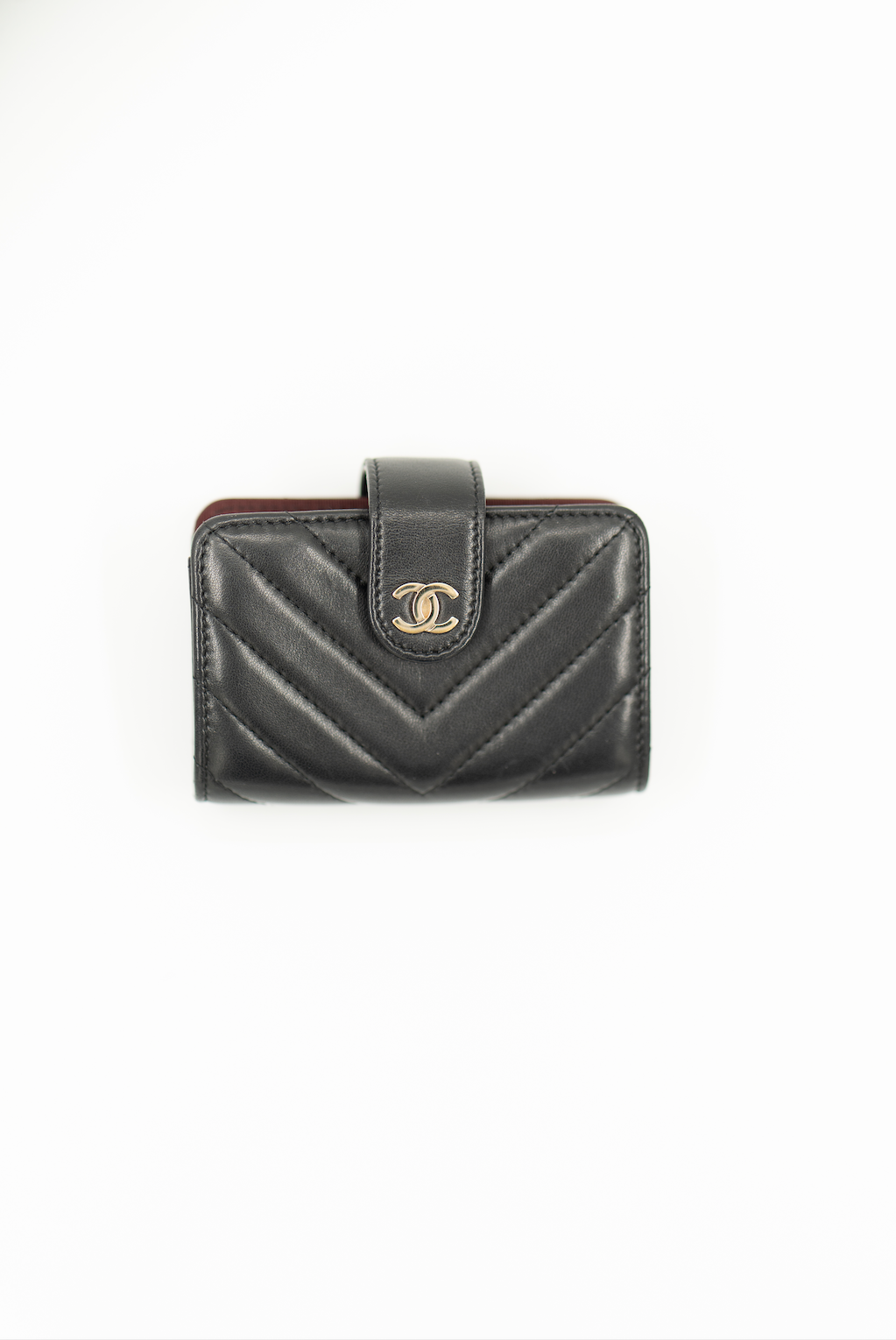 Chanel chevron fold out wallet